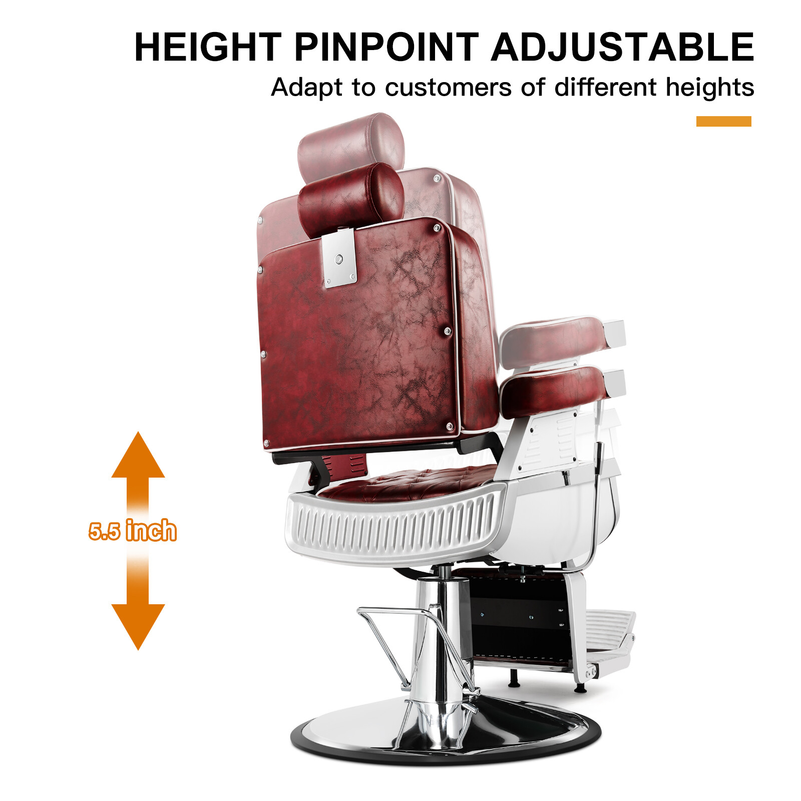 Red Vintage All Purpose Heavy Duty Hydraulic Recliner Barber Chair Salon Beauty