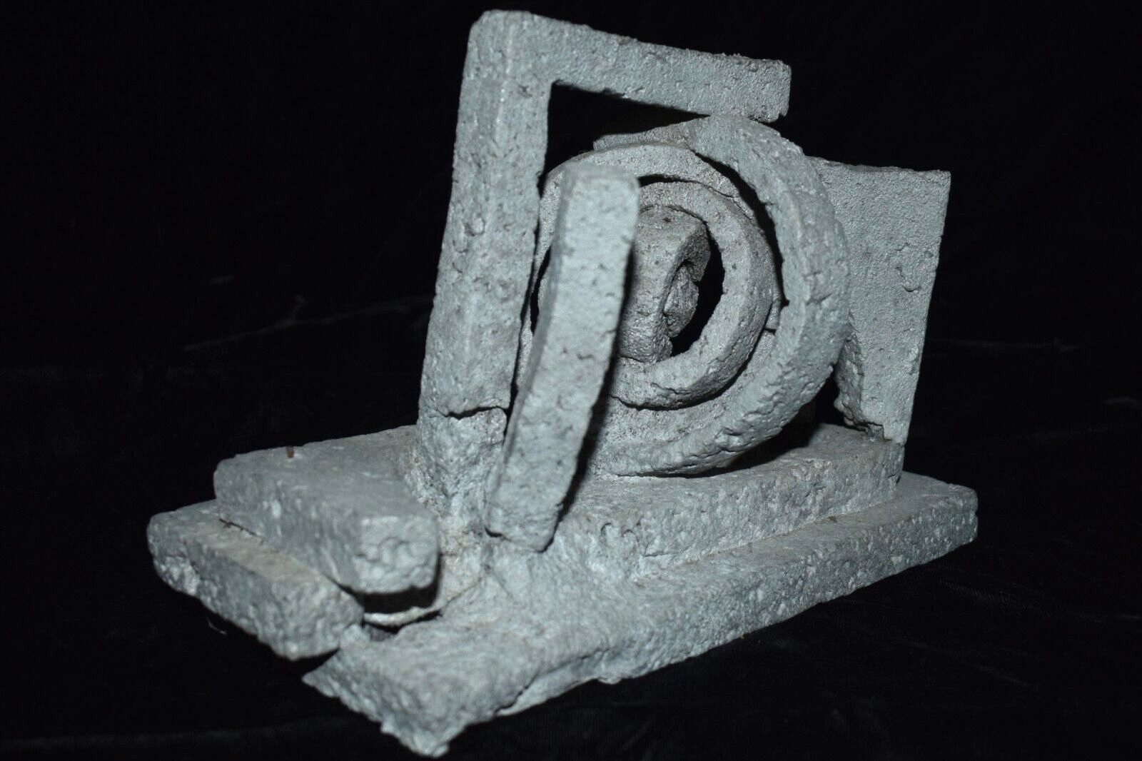 Mid Century Modern Abstract Cement Concrete Art Sculpture Unsigned
