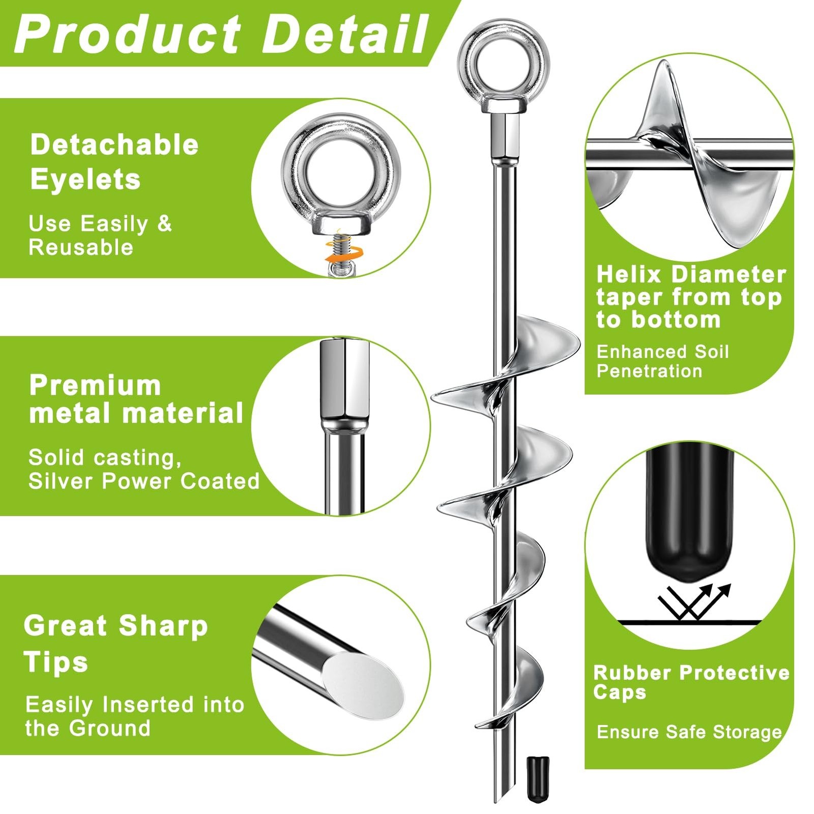 Ground Anchors Screw in, 18 Inch Ground Anchors Heavy Duty Metal Earth Auger ...