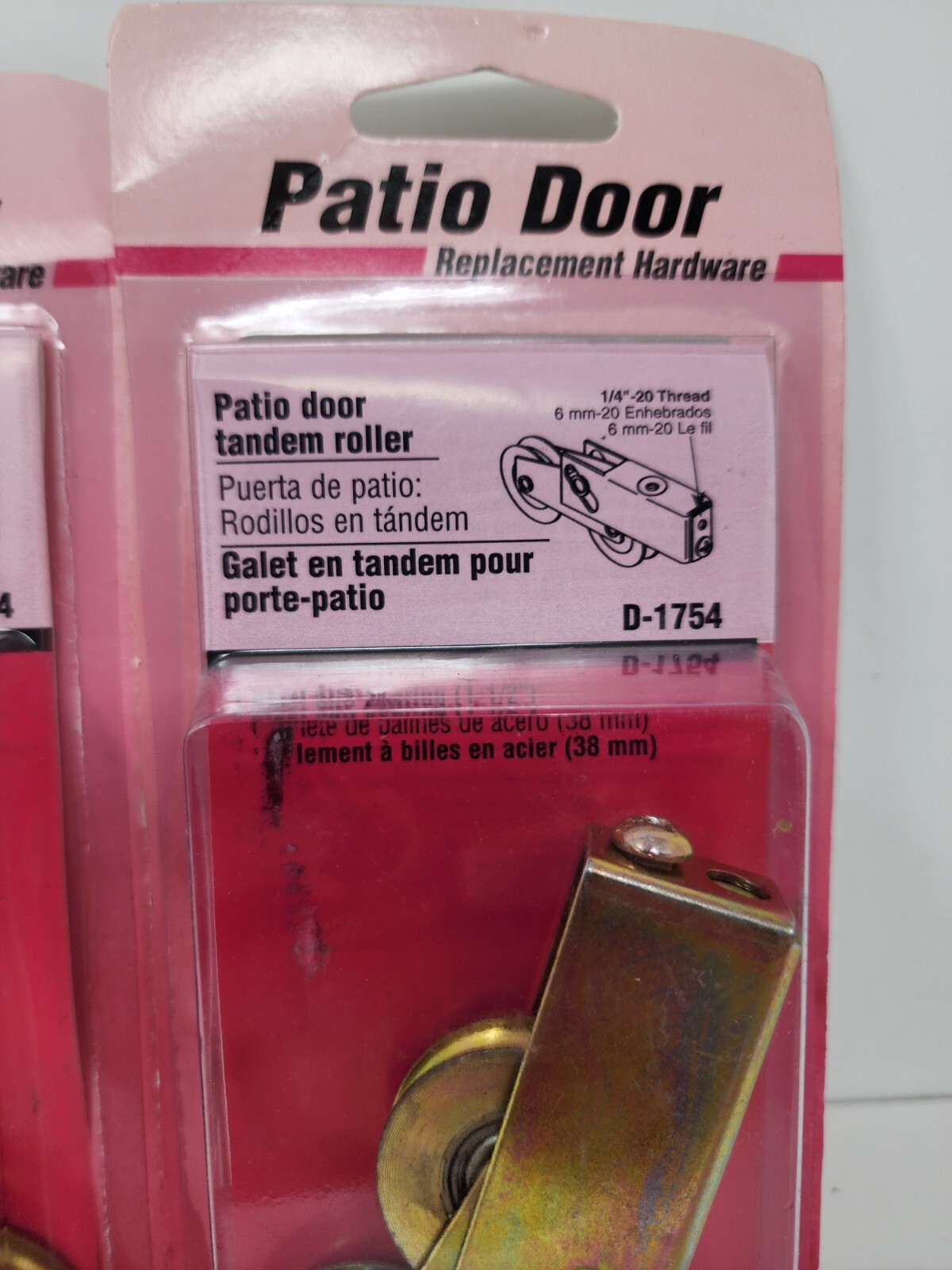 Set Of 2 Prime-Line D1754 1-1/2" Steel Ball Bearing Sliding Door Tandem Roller