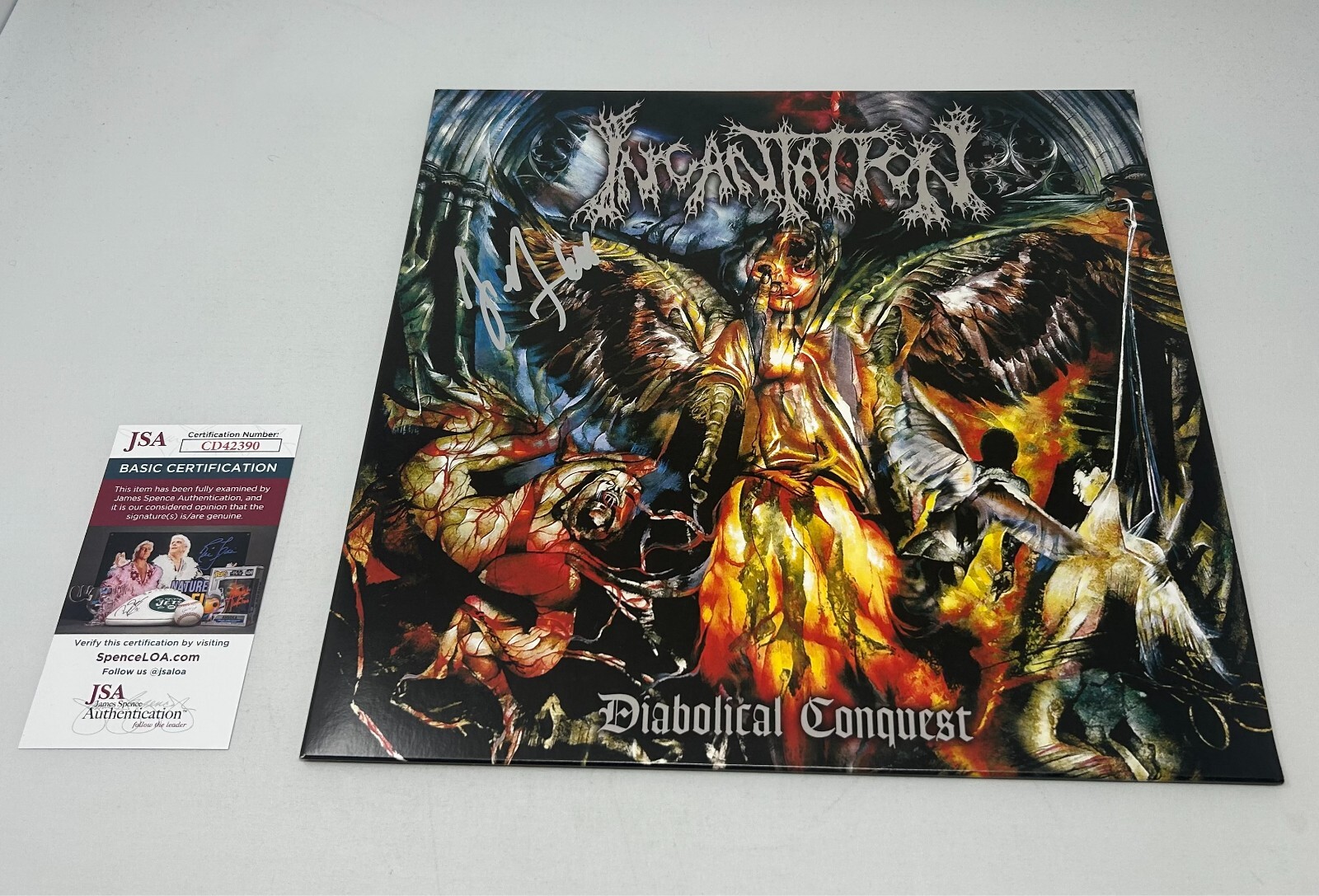 John McEntee signed Incantation Diabolical Conquest Album JSA COA