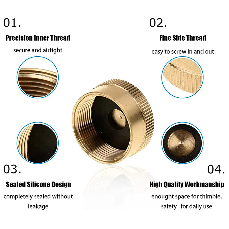 6Pcs Solid Brass Refill Propane Bottle Cap Universal for 1 LB Gas Tank Cylinder