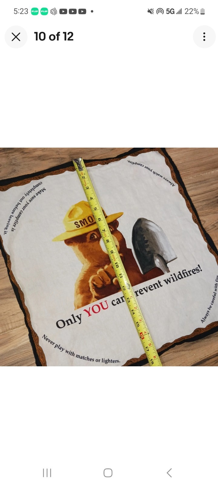 Smokey The Bear Vintage Bandana Scarf Handkerchief Prevent Forrest Wildfires