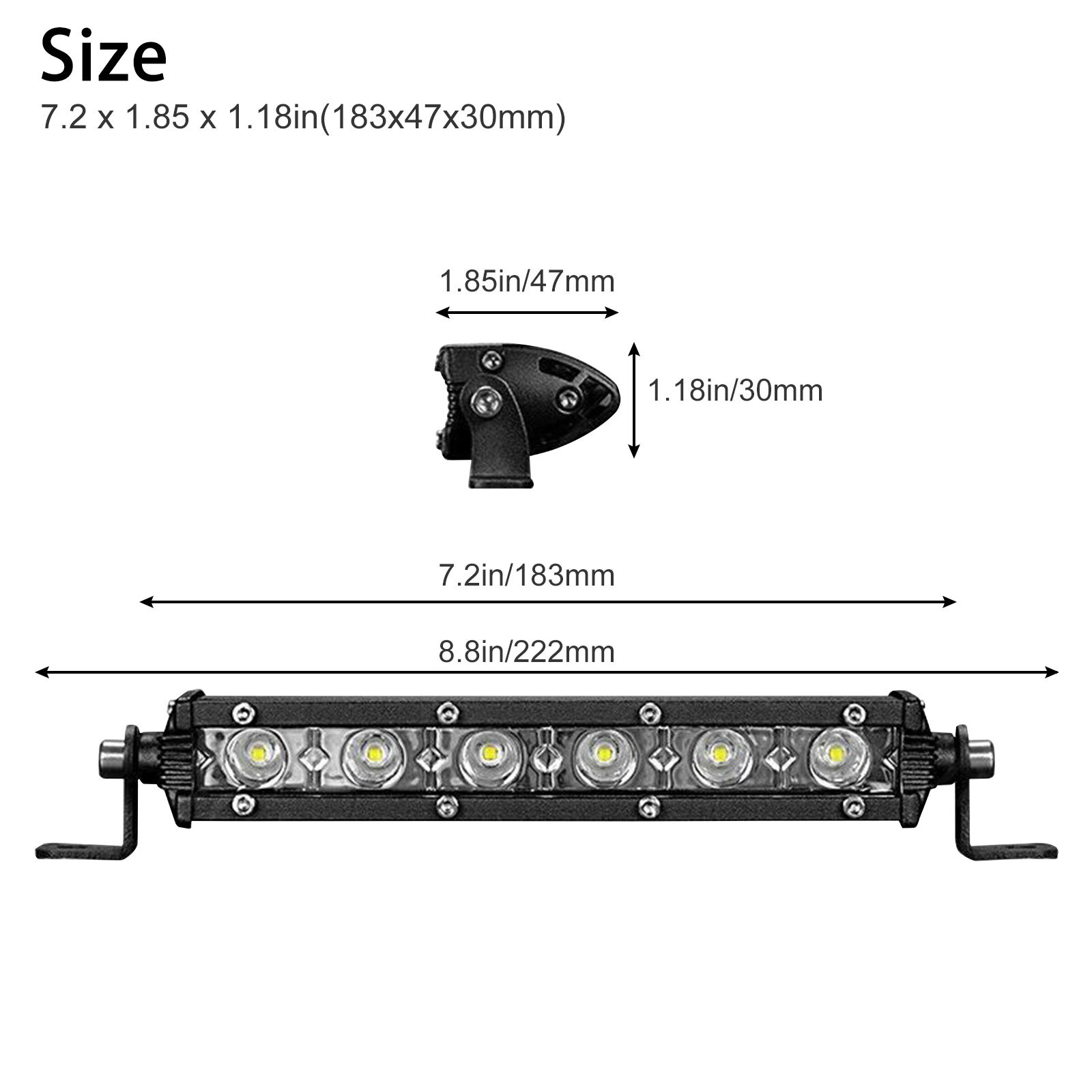 7'' 18W Spot Flood LED Work Light Bar Lamp Driving Fog Offroad SUV 4WD Car Truck