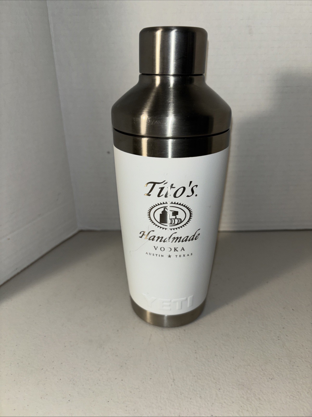 YETI 20oz Rambler Cocktail Shaker White Barware Tito’s Logo