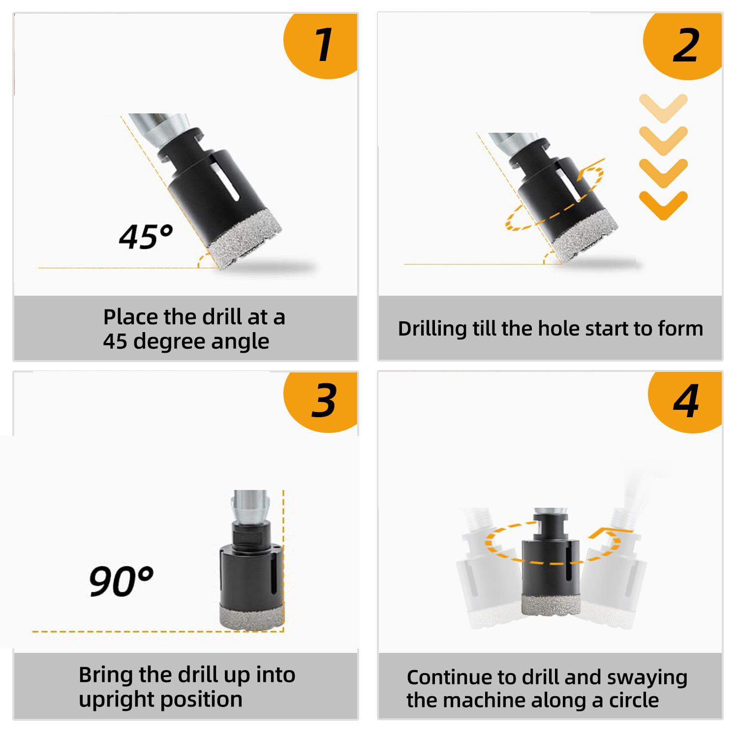 Diamond Core Drilling Bit Set Hole Saw Kit Ceramic Tile Porcelain Saw Cut Blades