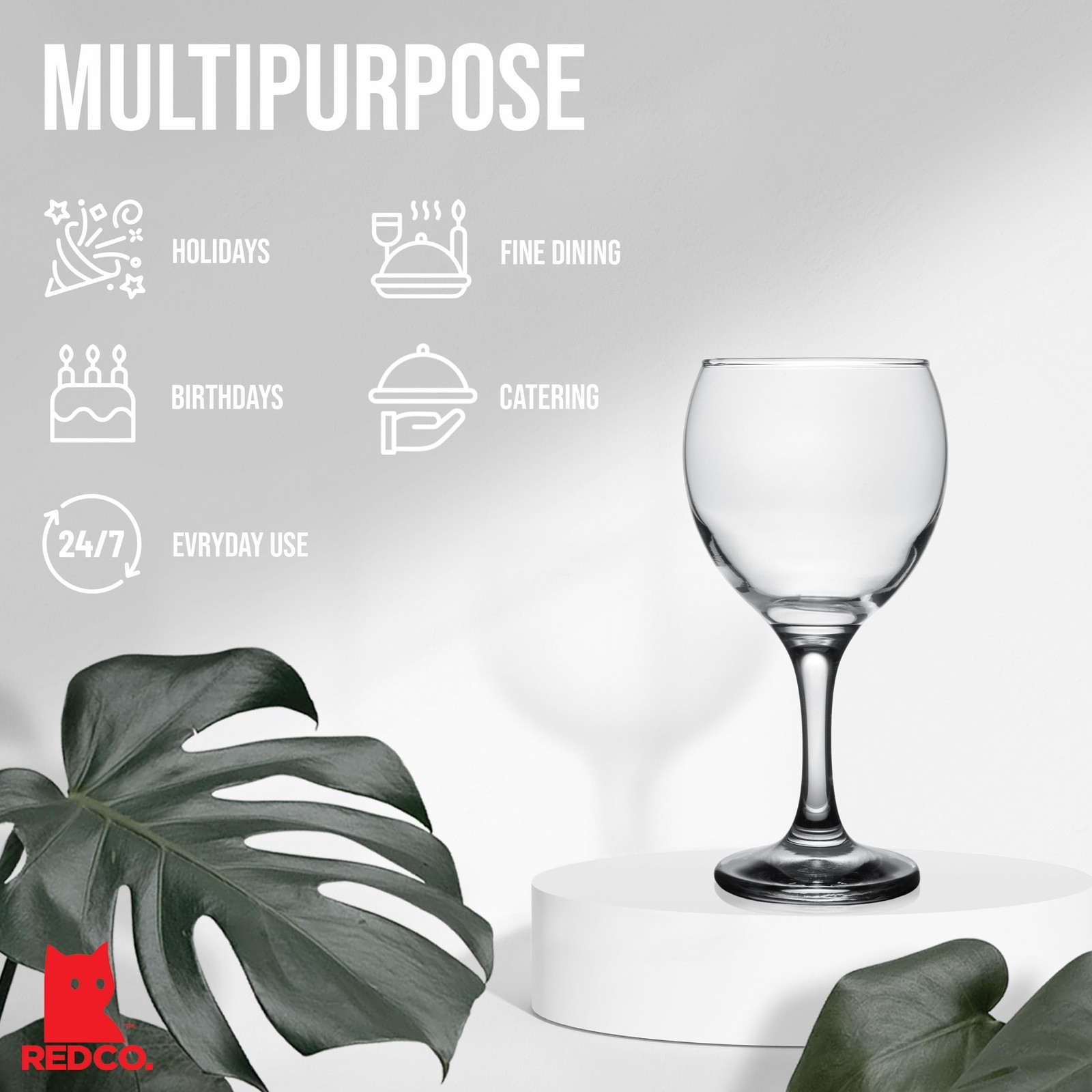 Red Co. Set of 4 Classic Glass 8.75 fl oz Stemmed All-Purpose White Wine Gobl...