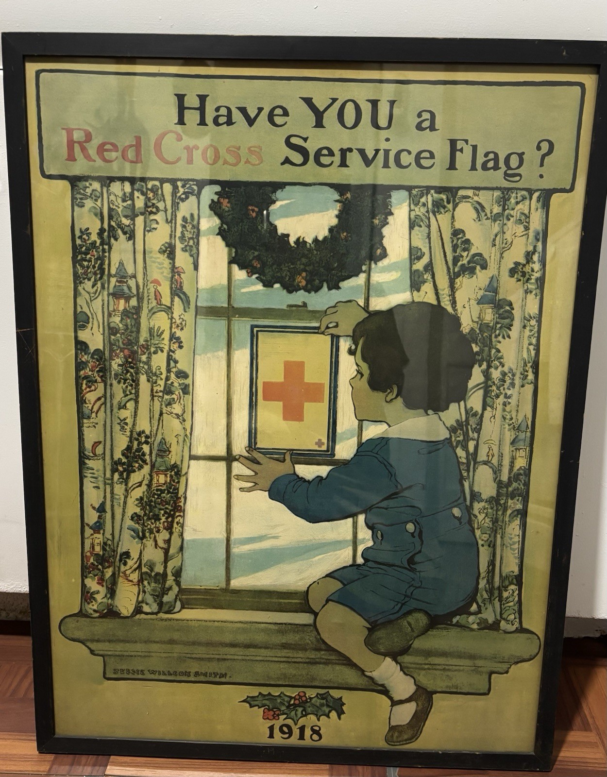 Jessie Wilcox  Smith  1918 Red Cross  Framed  Vintage Poster 22”x29”