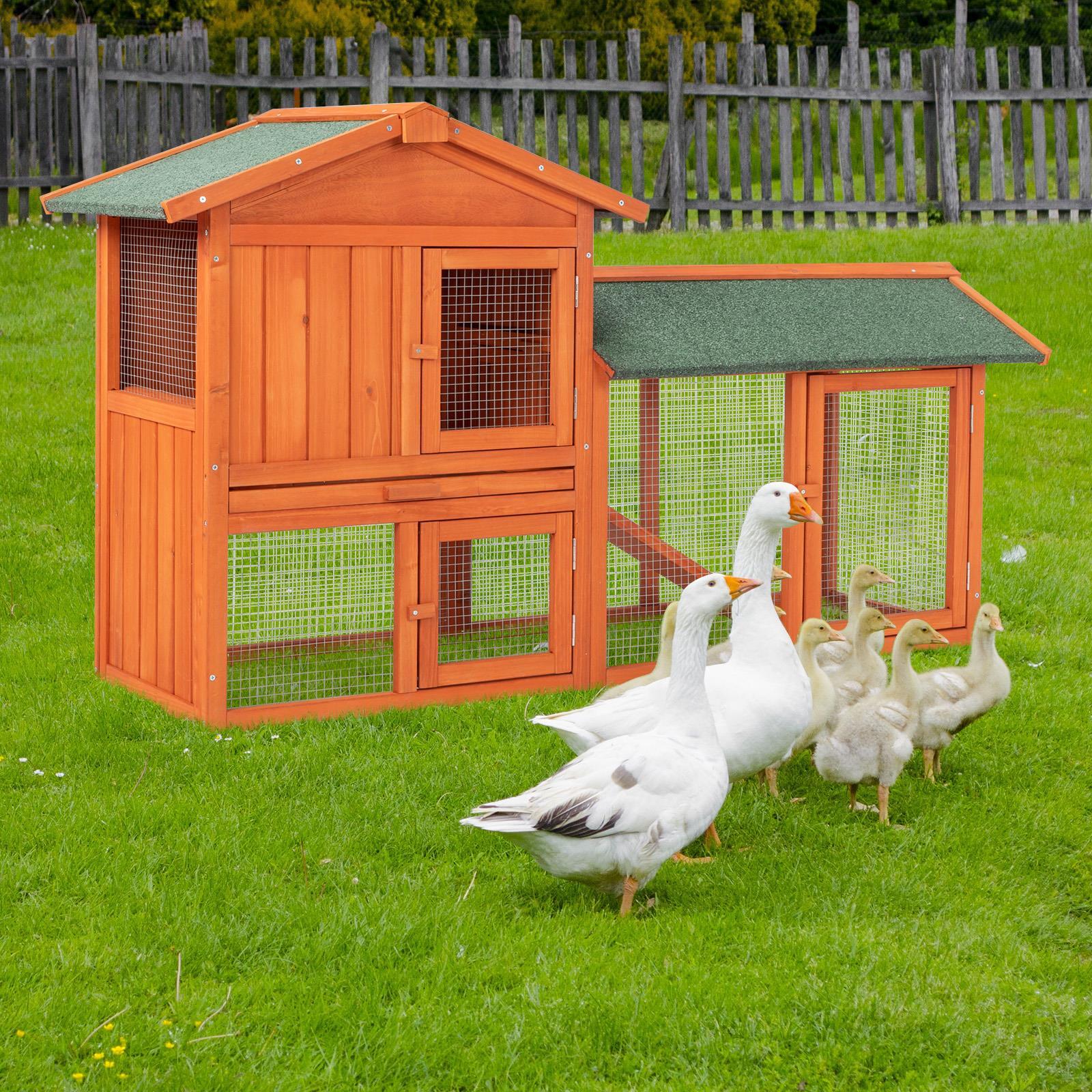 Wooden Chicken Coop Hen House Poultry Hutch Pet Cage w/ Nesting Box Backyard