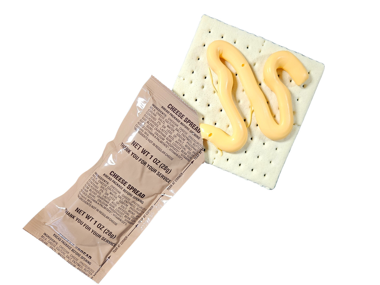 Authentic USGI MRE Ration Component: Cheddar Cheese Spread - 6/2024 Production