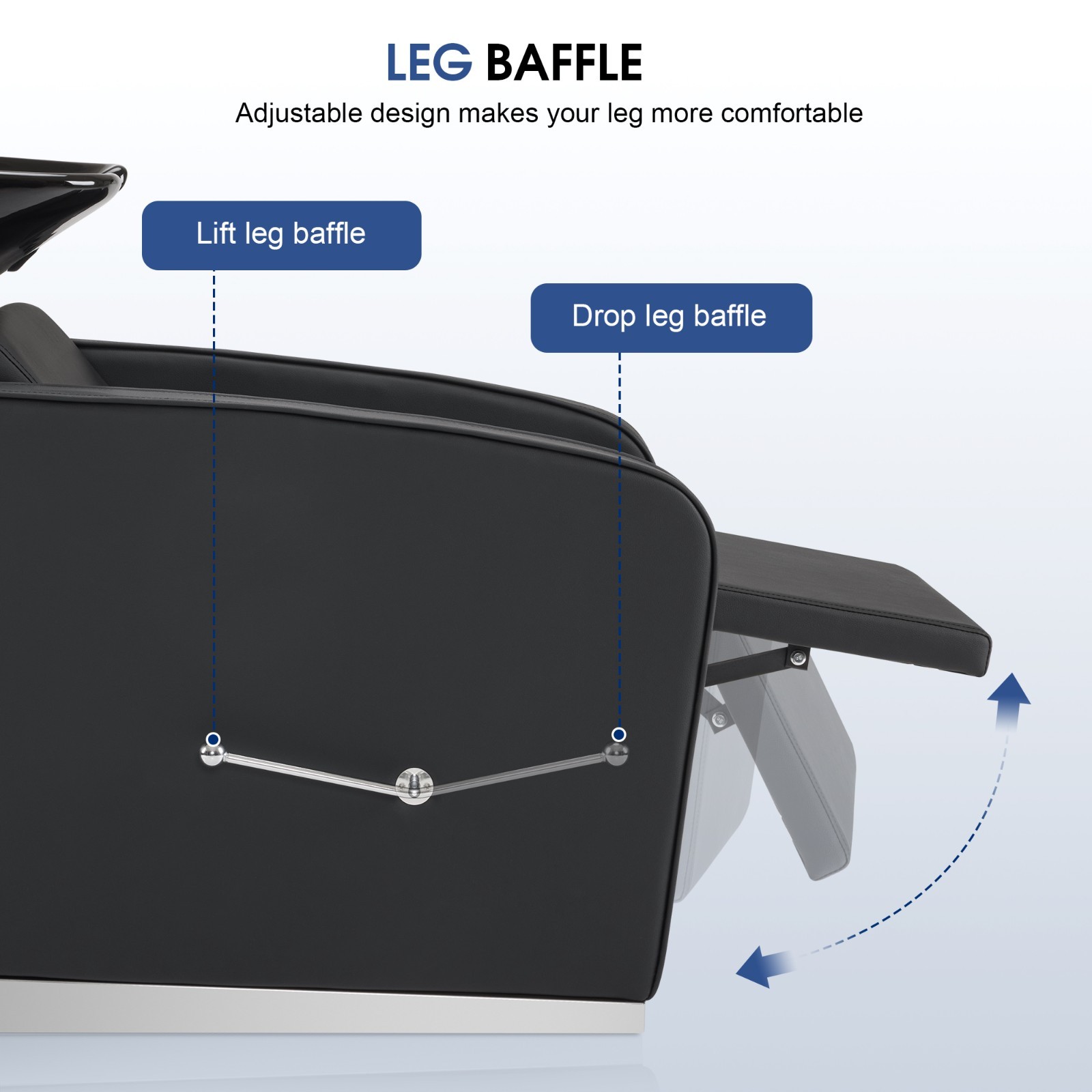 BarberPub Backwash Shampoo Station Chair, Salon Ceramic Hair Wash Bowl 9370
