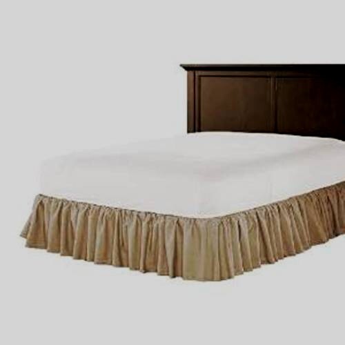 Solid Taupe Dust Ruffle Bed Skirt Open Corner 650 TC Cotton US Bed Size Drop New