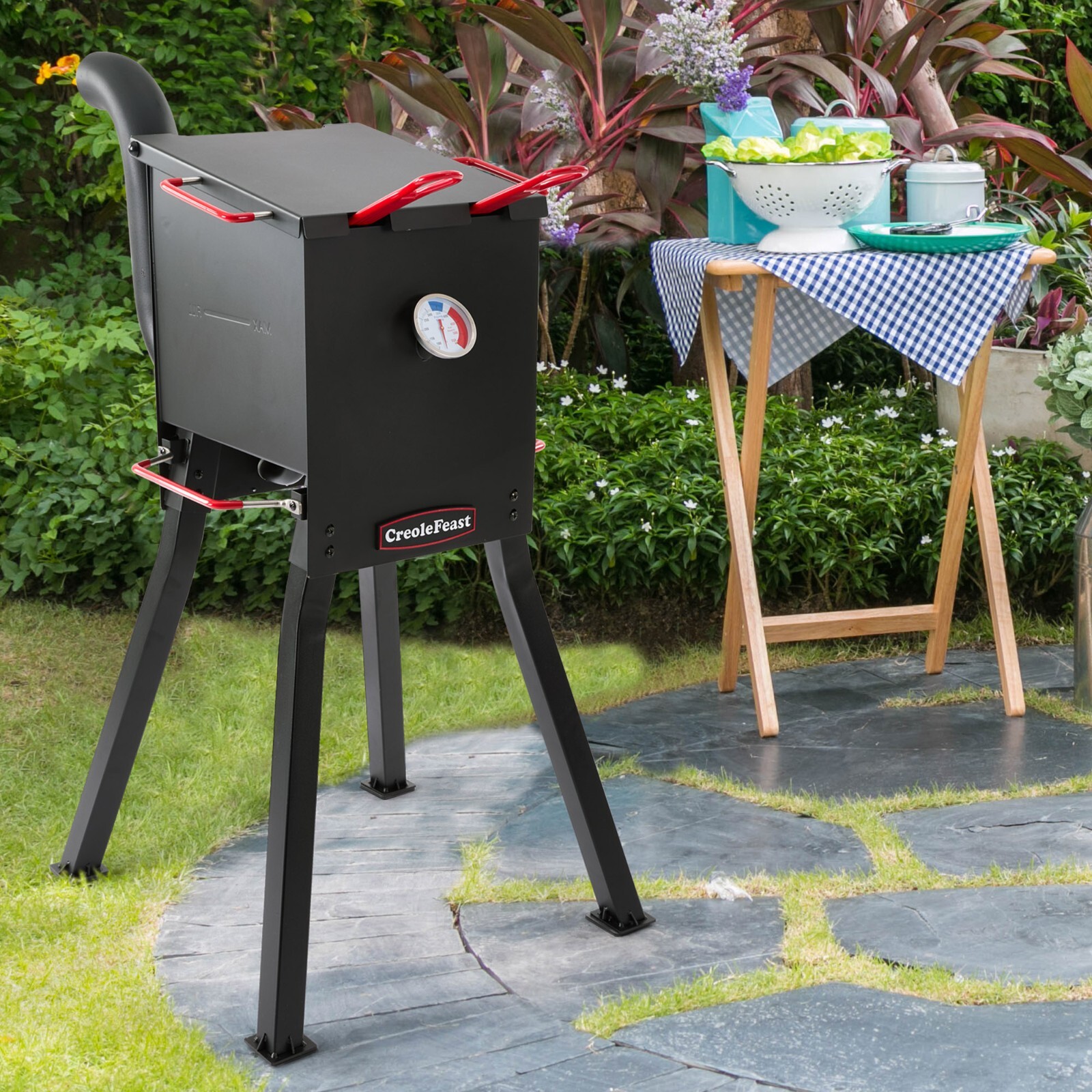 Creole Feast DF02B Outdoor Propane Deep Fryer, 17 Qt. 54,000 BTU Output, Black