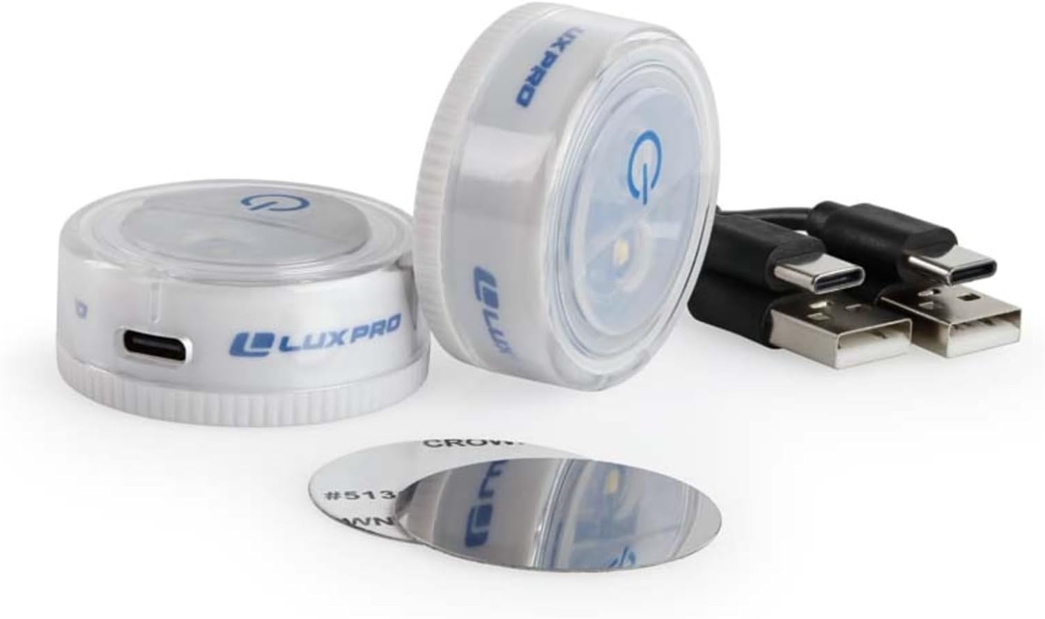 LUXPRO Waterproof Micro LED Rechargeable Puck Lights - Mini Puck Lights - 2 Pack