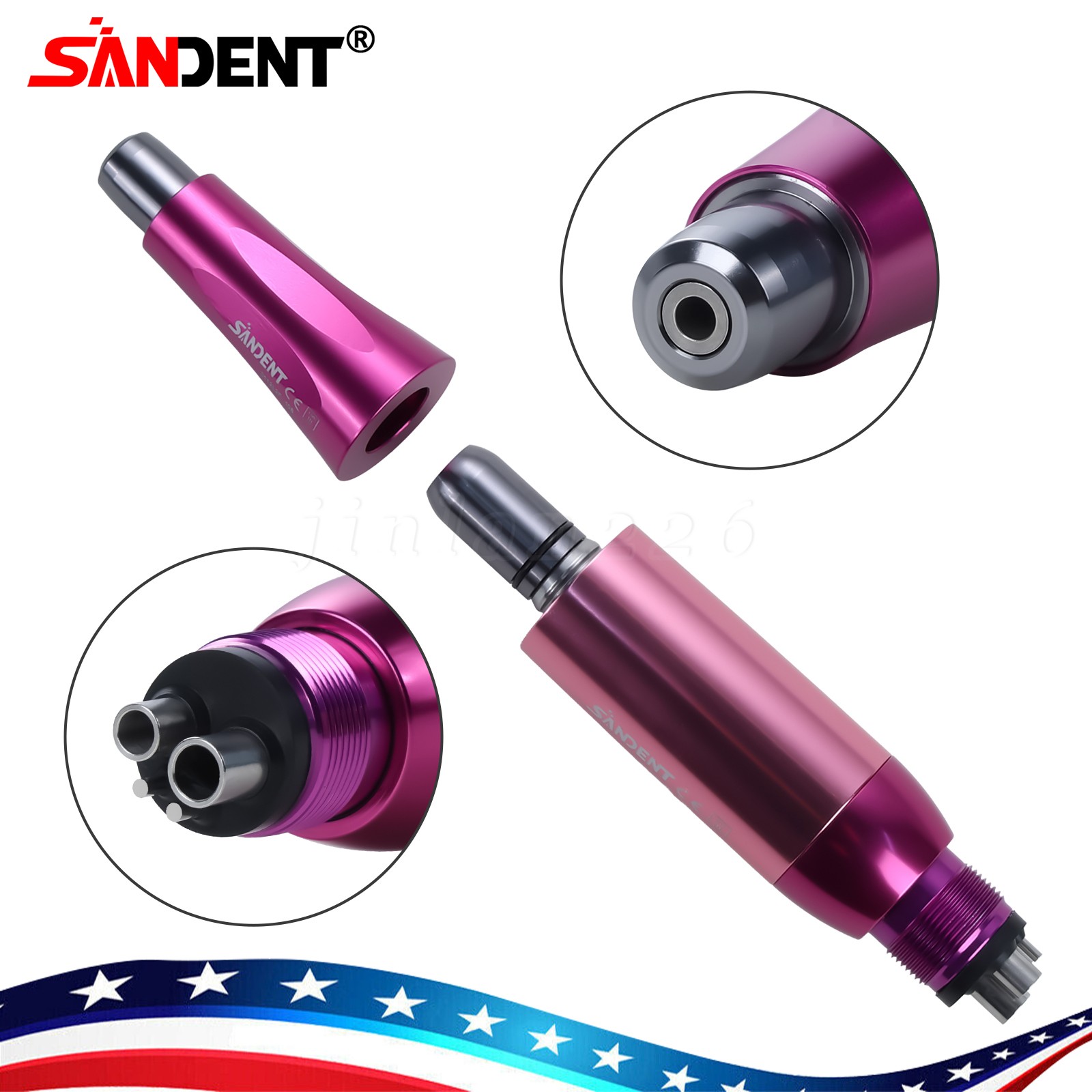 SANDENT Dental 4:1 Hygiene Prophy Handpiece 4Hole Air Motor Nose Cone 360°Swivel