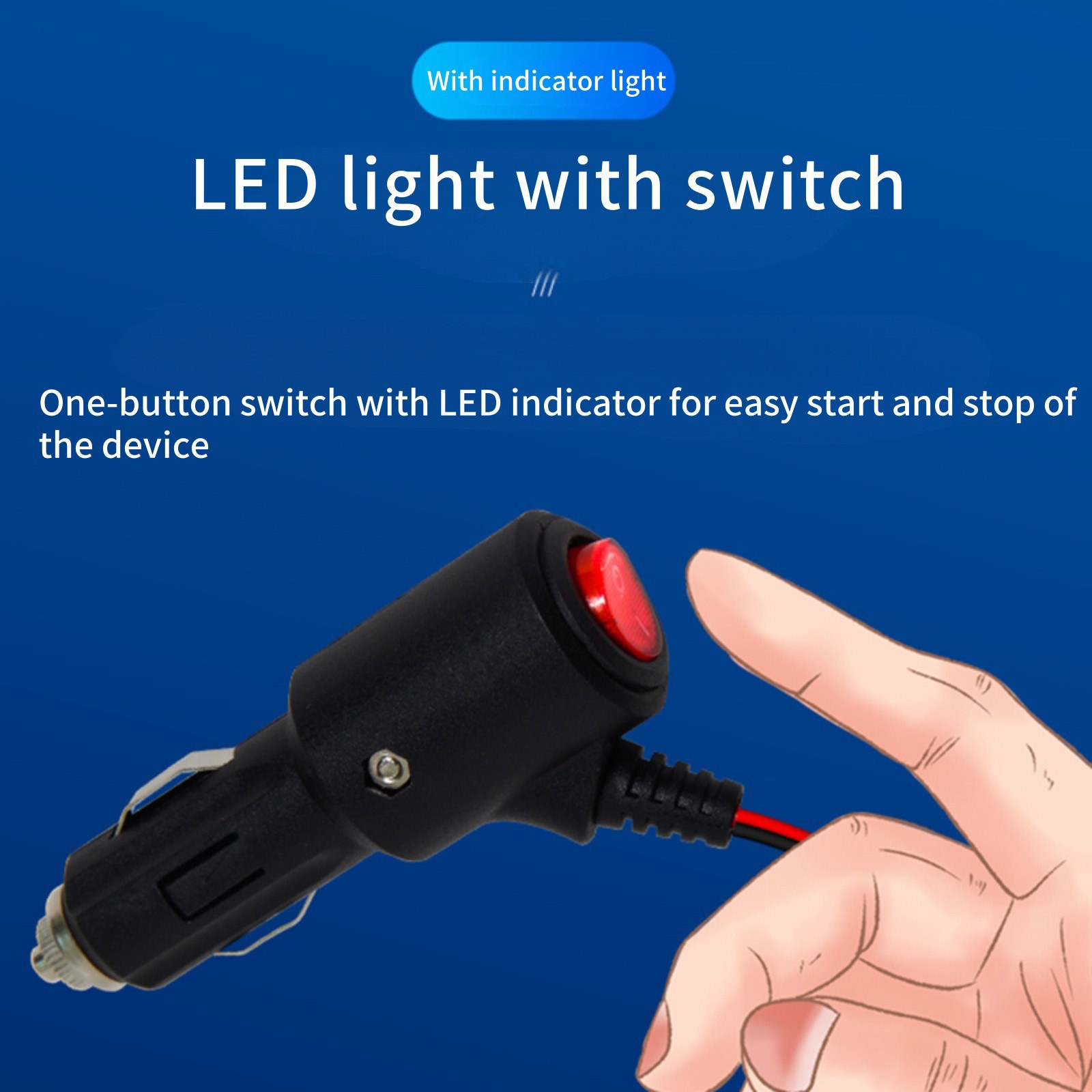 2 Pack Car Cigarette Lighter Plug with Switch Fuse LED 12V for Vehicle Repair