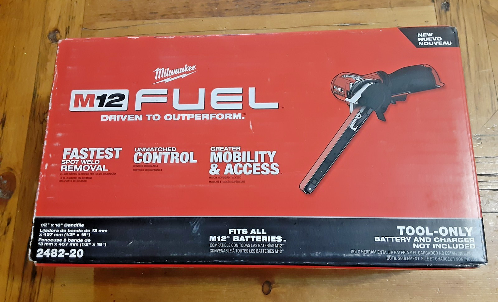 Milwaukee M12 FUEL 1/2" x 18" Cordless Bandfile (2482-20) TOOL ONLY - BRAND NEW