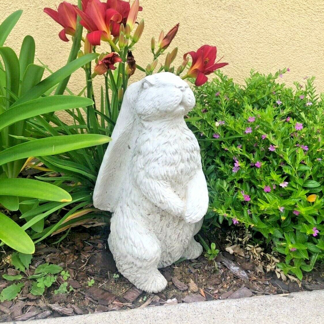 Vintage English Hare cement concrete garden rabbit statue
