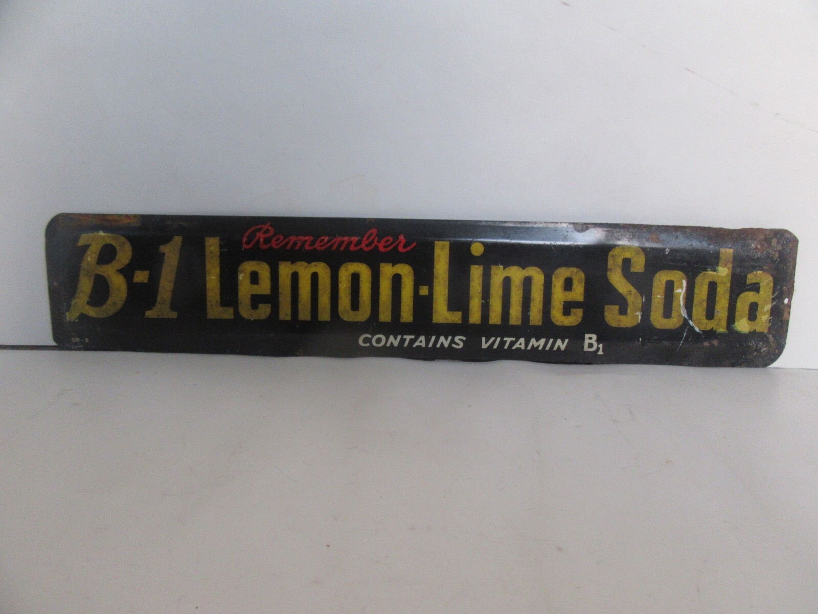 Vintage 1940's B-1 Lemon Lime Soda Tin Metal Door Push (16")