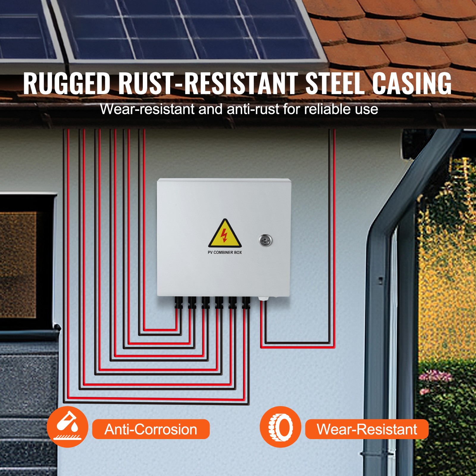 Solar PV Combiner Box 6 String 10A for Solar Panel System Steel Case IP65