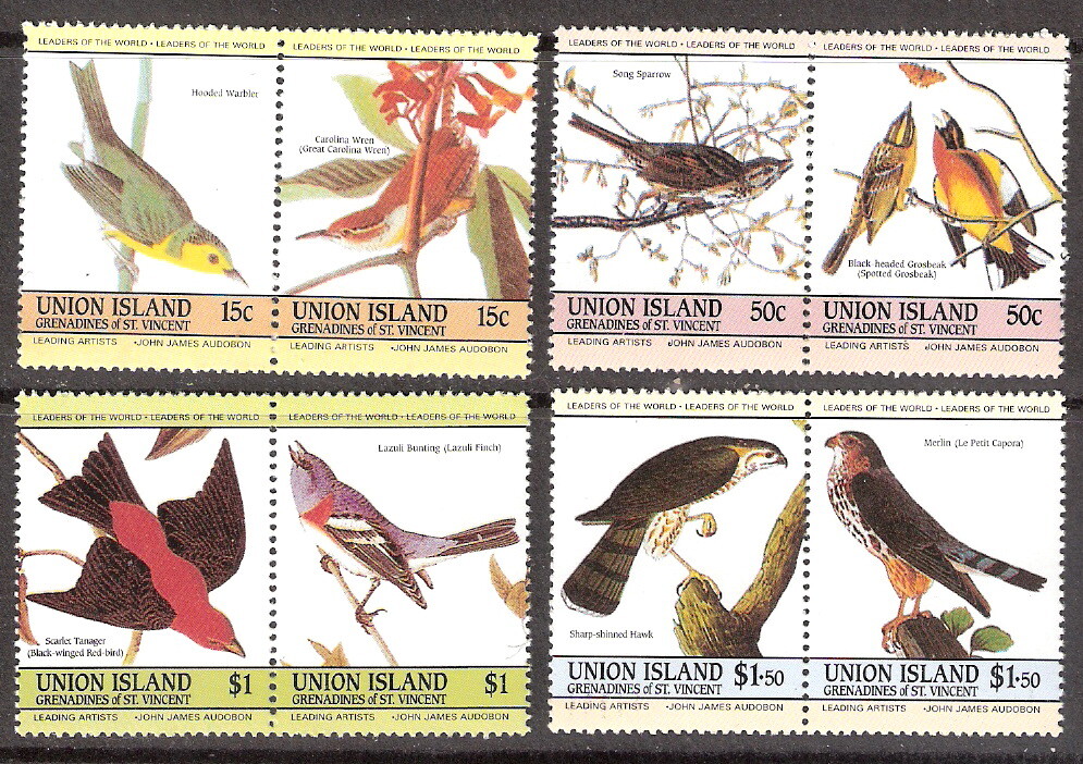 Union Island - St Vincent 1985 Birds Se-Tenant Pairs  MNH (SC# 186-189)