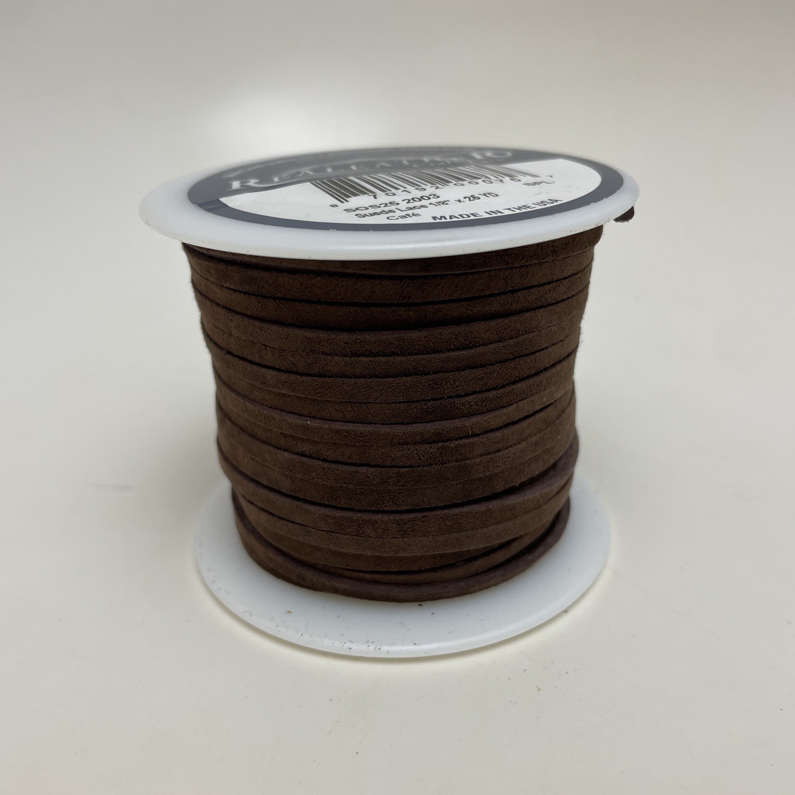 Suede Craft Lace Chocolate 1/8" x 25 yds. by Silver Creek Realeather