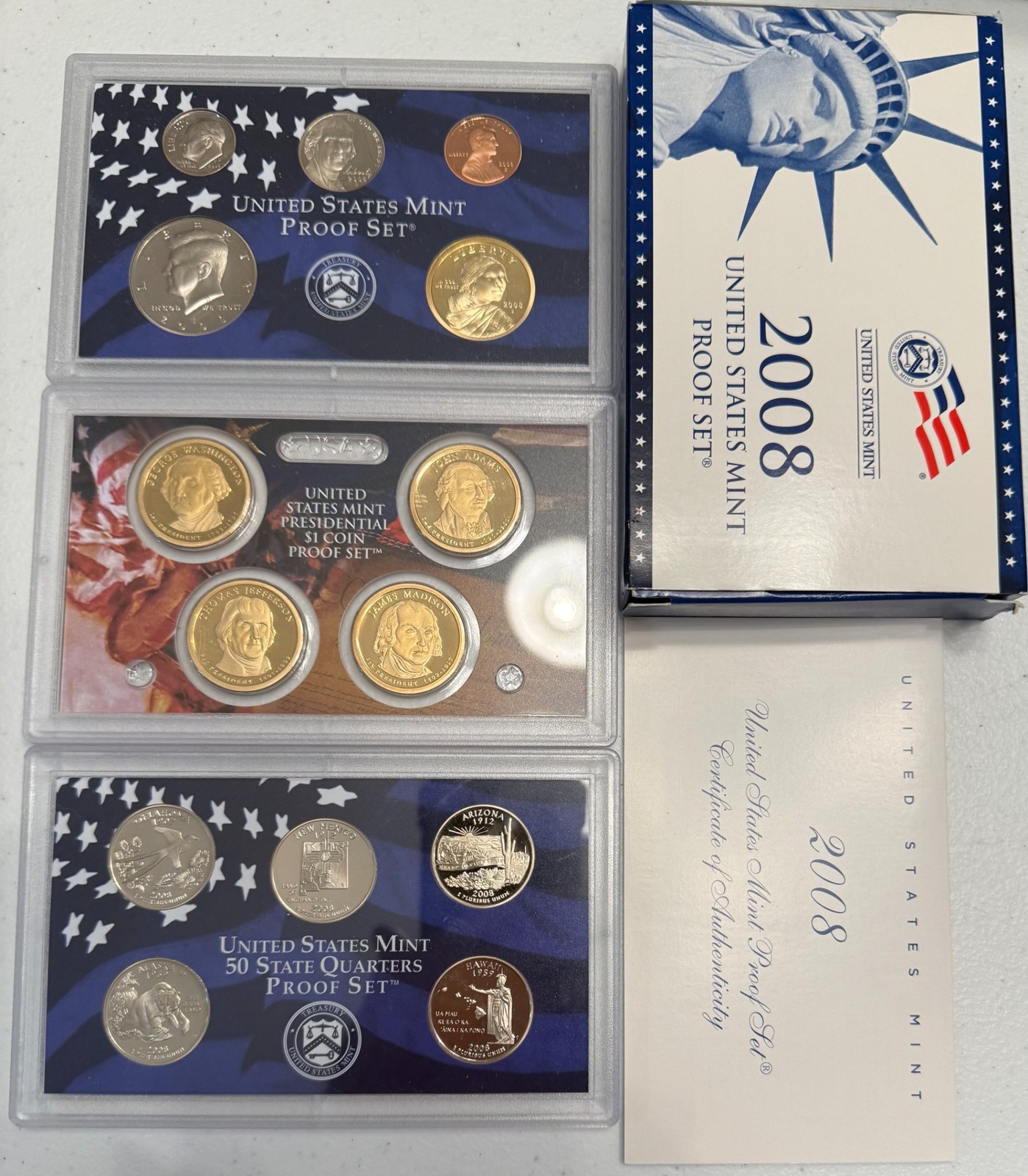2008-S complete 14-coin U.S. PROOF SET with box & COA.