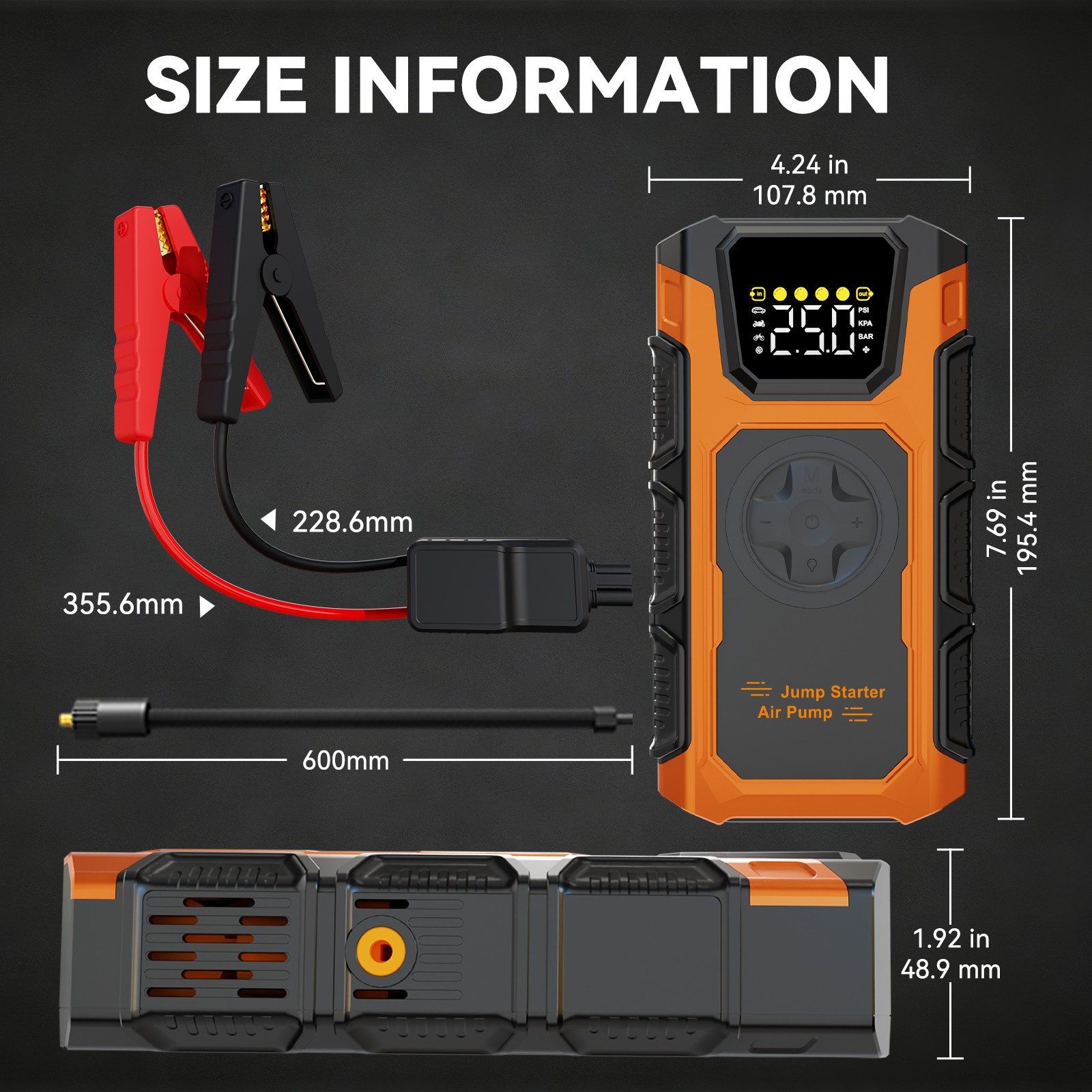 8000A Featou Car Jump Starter with Air compressor ortable 12V BatteryBooster Box
