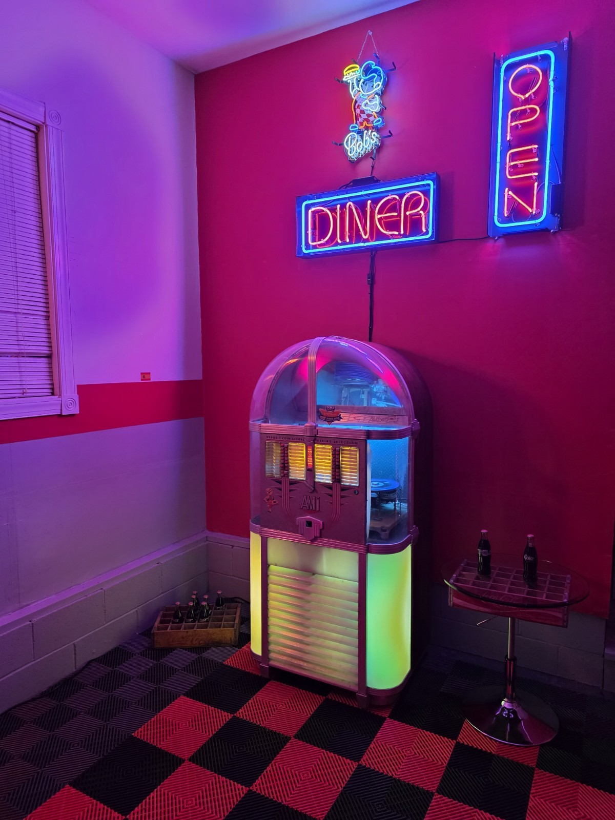 Vintage Coca-Cola Crate Table with LED Lighting | Handmade Bar or Diner Accent |