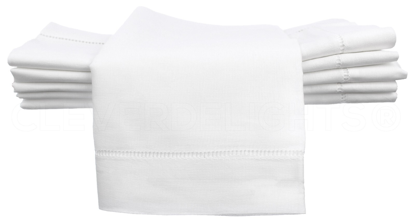 20" Hemstitch Dinner Napkins - 55% Linen / 45% Cotton - White - Embroidery Blank