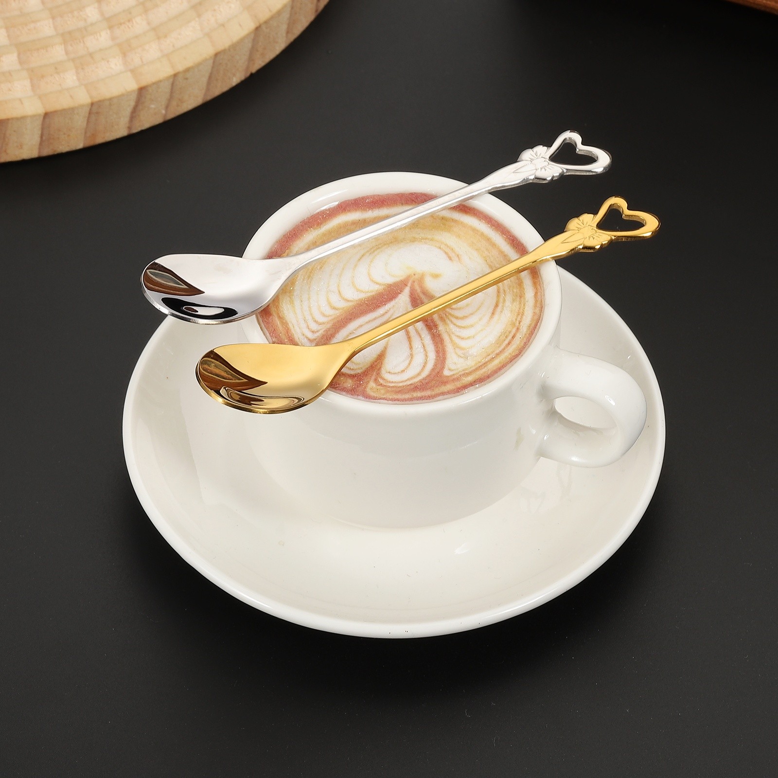 4pcs Coffee Spoons, Heart Tea Spoons Stainless Steel, Gold