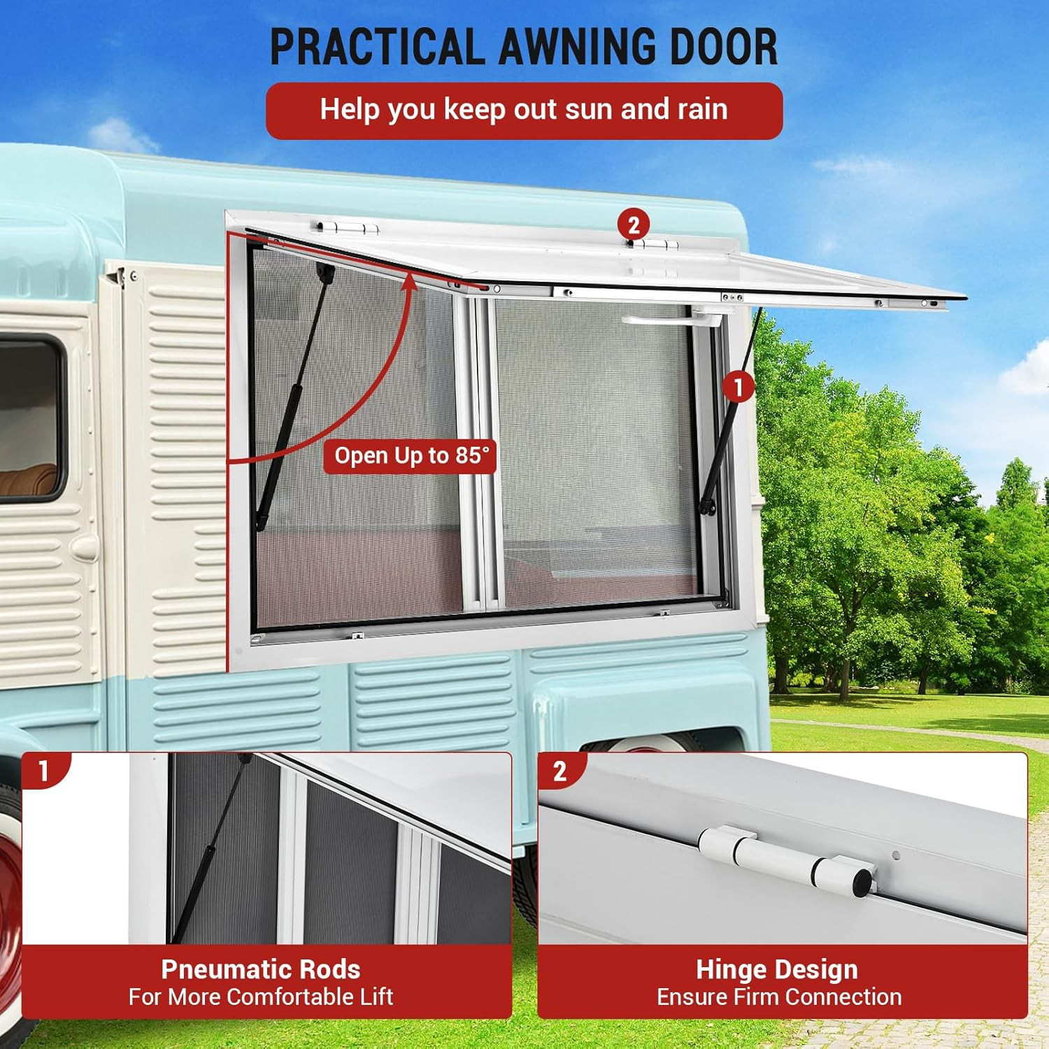 36"L x 24"W Concession Stand Serving Window with Awning Door & Sliding Windows