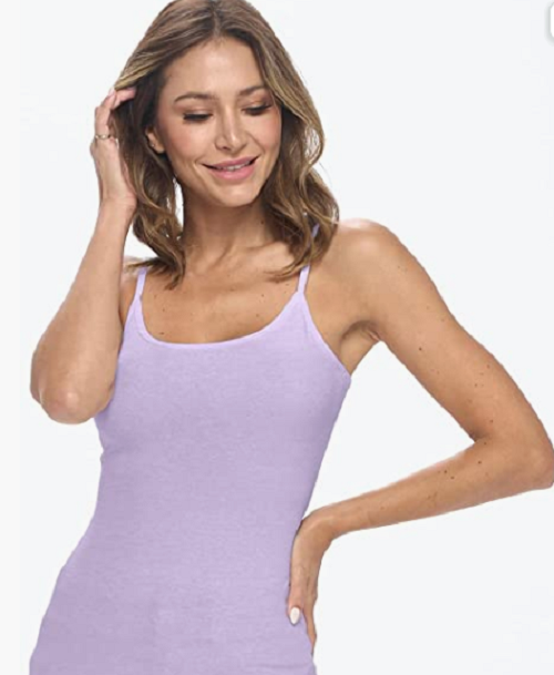 Women's Camisole Tank Top-Breathable Cotton Stretch Soft with Scoop neckline