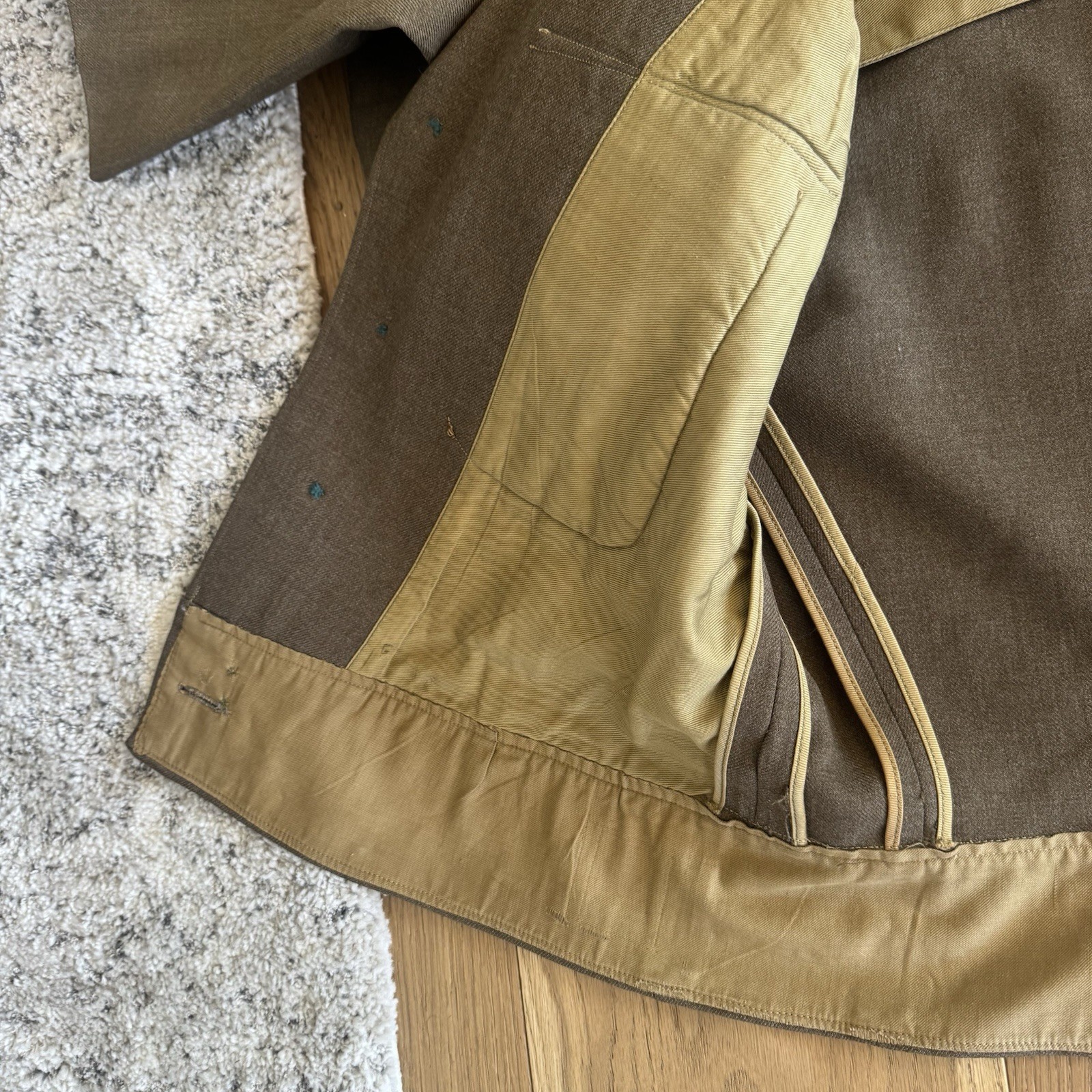 Vintage WWII US Army Eisenhower Ike Jacket Mens Small Wool Drab Olive Pins 1940s