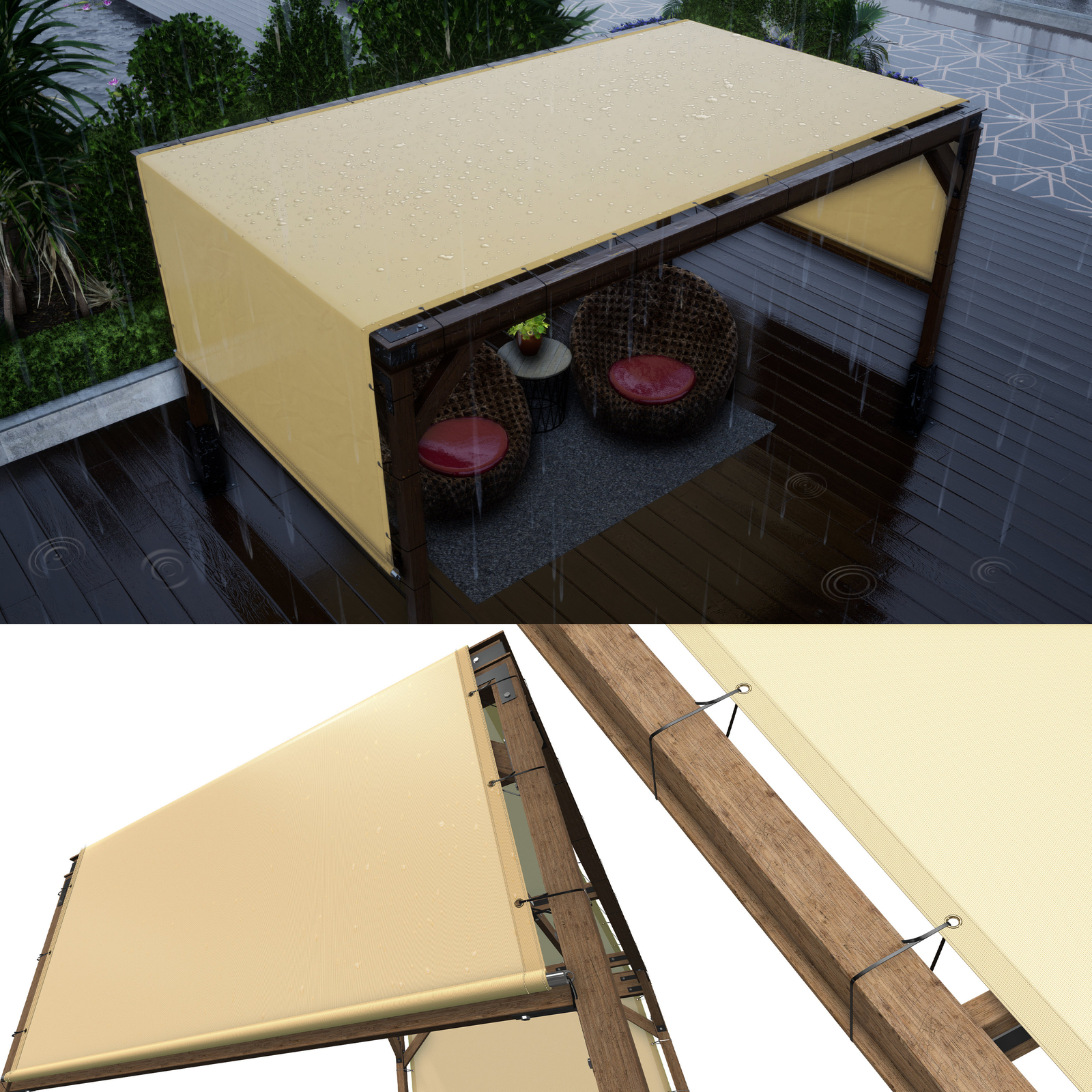 ColourTree Waterproof Pergola Sun Shade Replacement Canopy