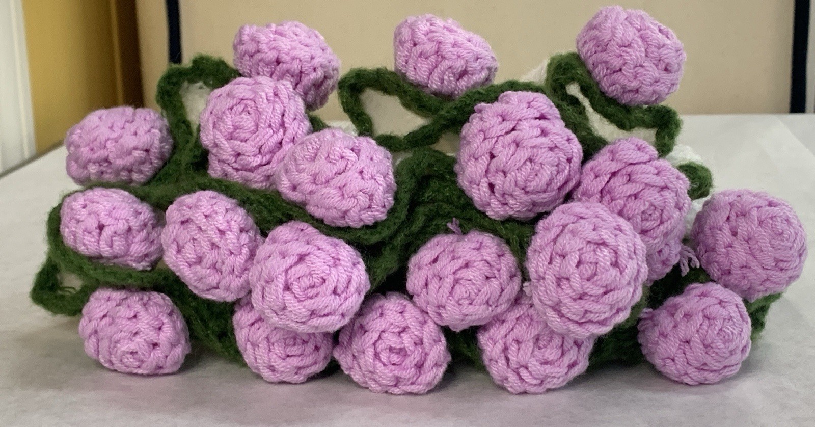 Crochet Purple Tulip Flower Bouquet Throw Blanket Handmade Knitted Ultra Soft