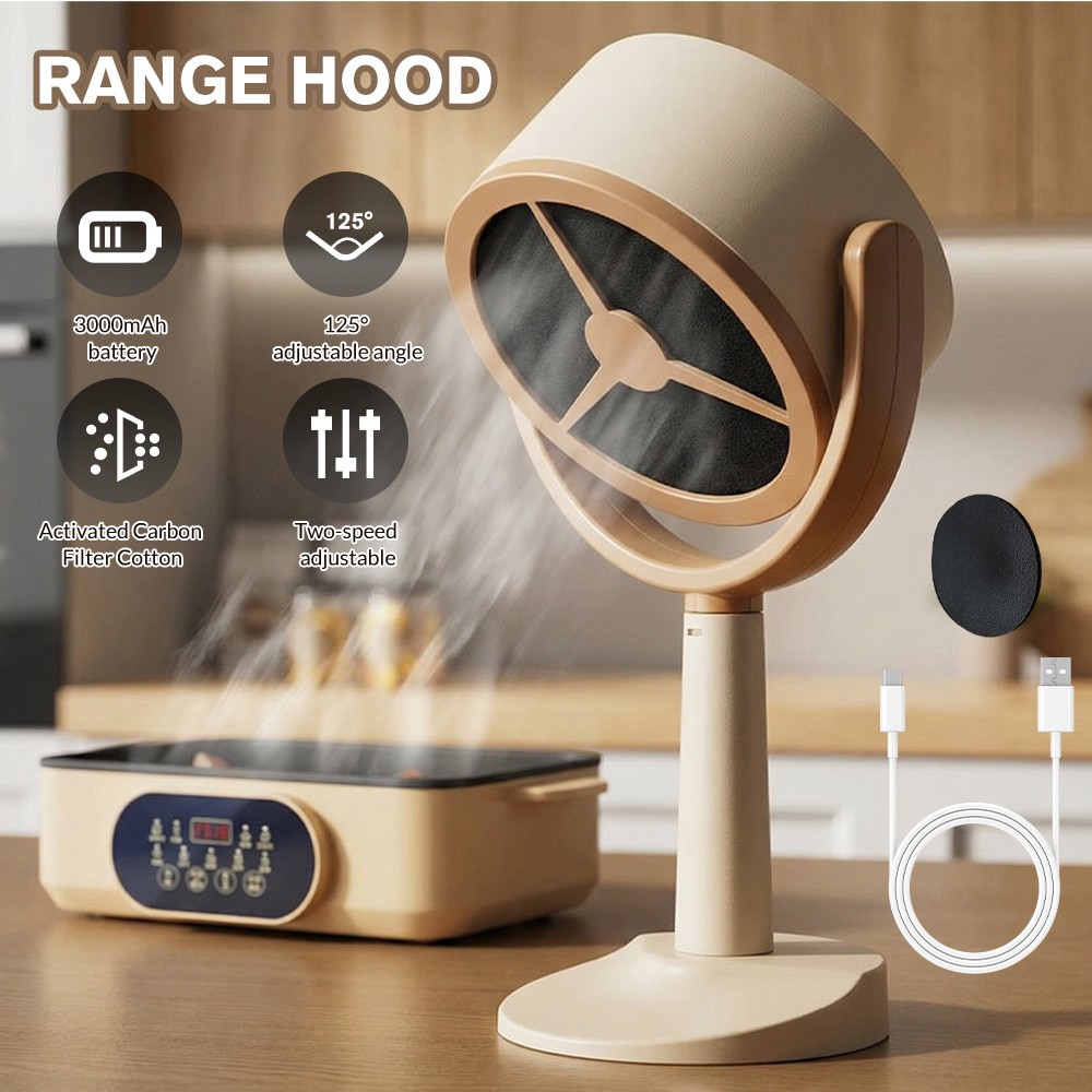 Electric Desktop Range Hood Adjustable Angle Portable Mini Exhaust Fan for BBQ