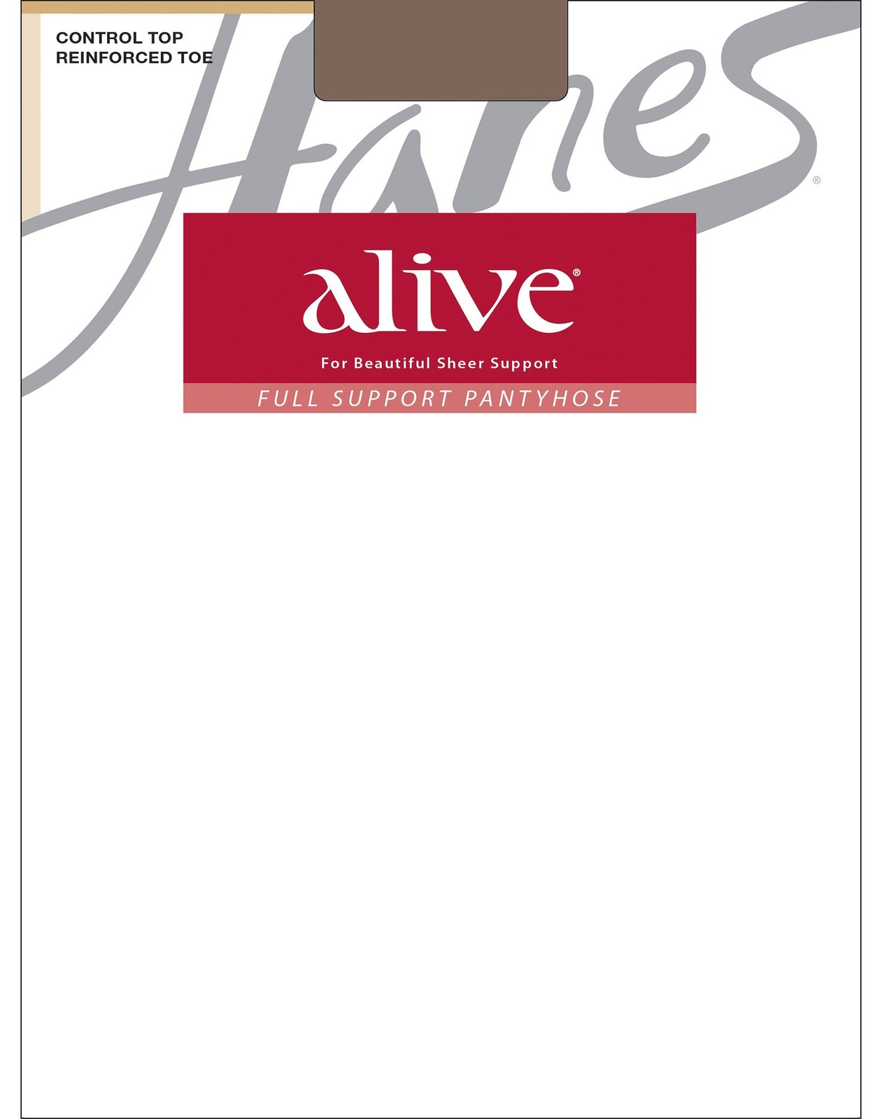 Hanes Alive Pantyhose Full Support Control Top Reinforced Toe Silky Sheer sz A-F