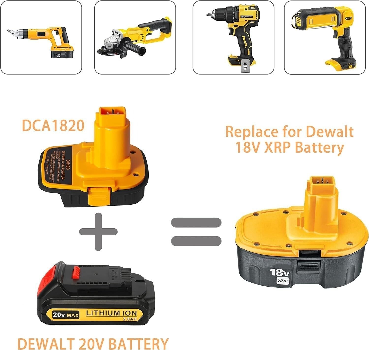 2 pack Battery Adapter with USB Compatible with Dewalt 20V Battery,20V to 18V