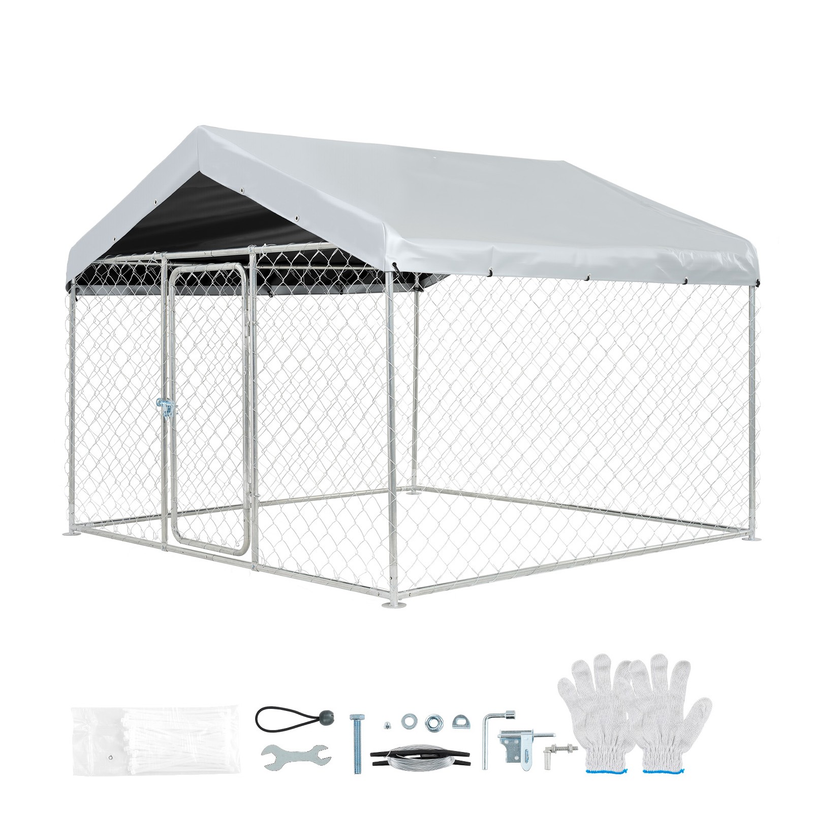 Uimoso Spacious Outdoor Dog Kennel with Lockable Door & Weatherproof Cover