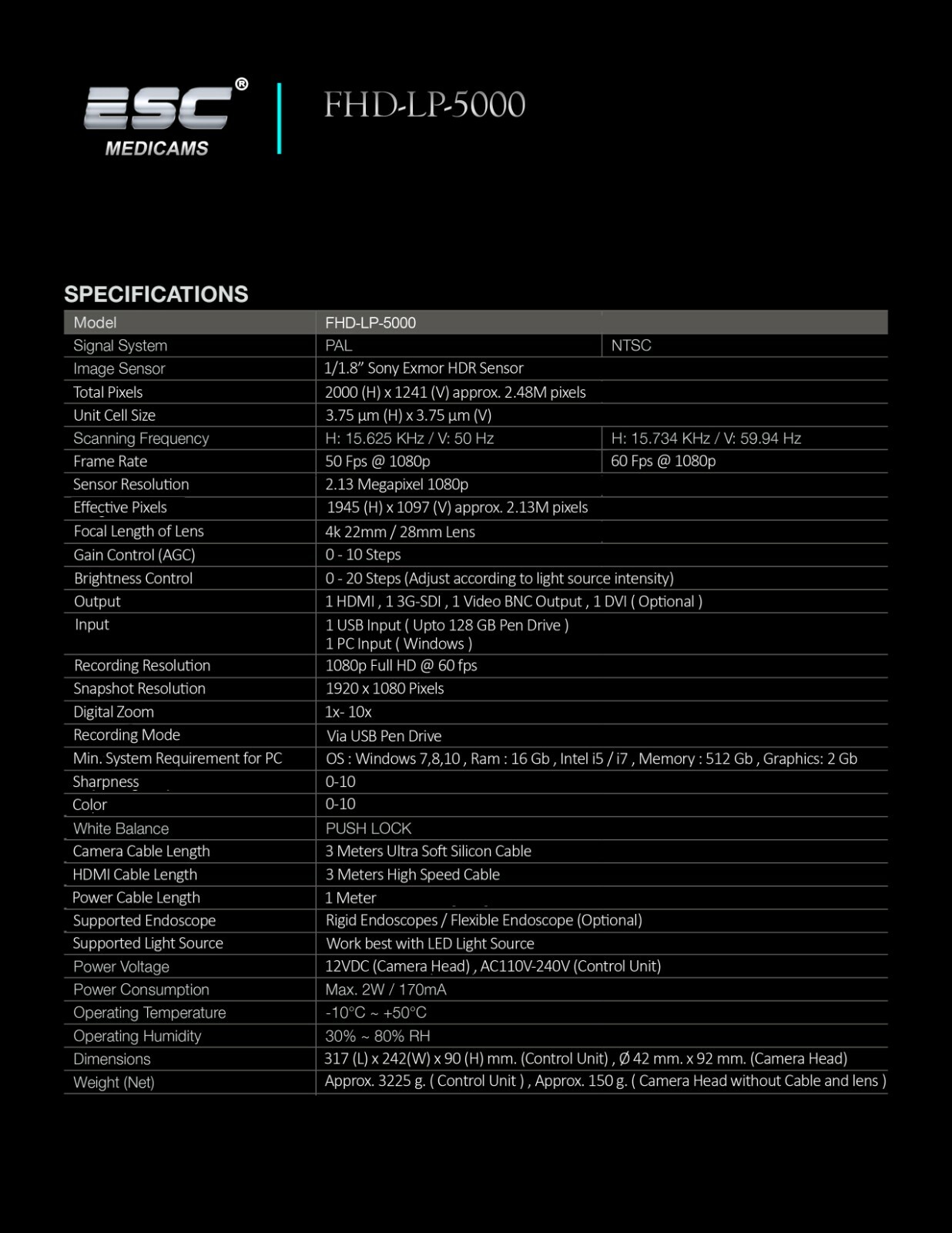 Full HD Endoscopy Laparoscopic Camera for Storz Stryker Medical Rigid Endoscope