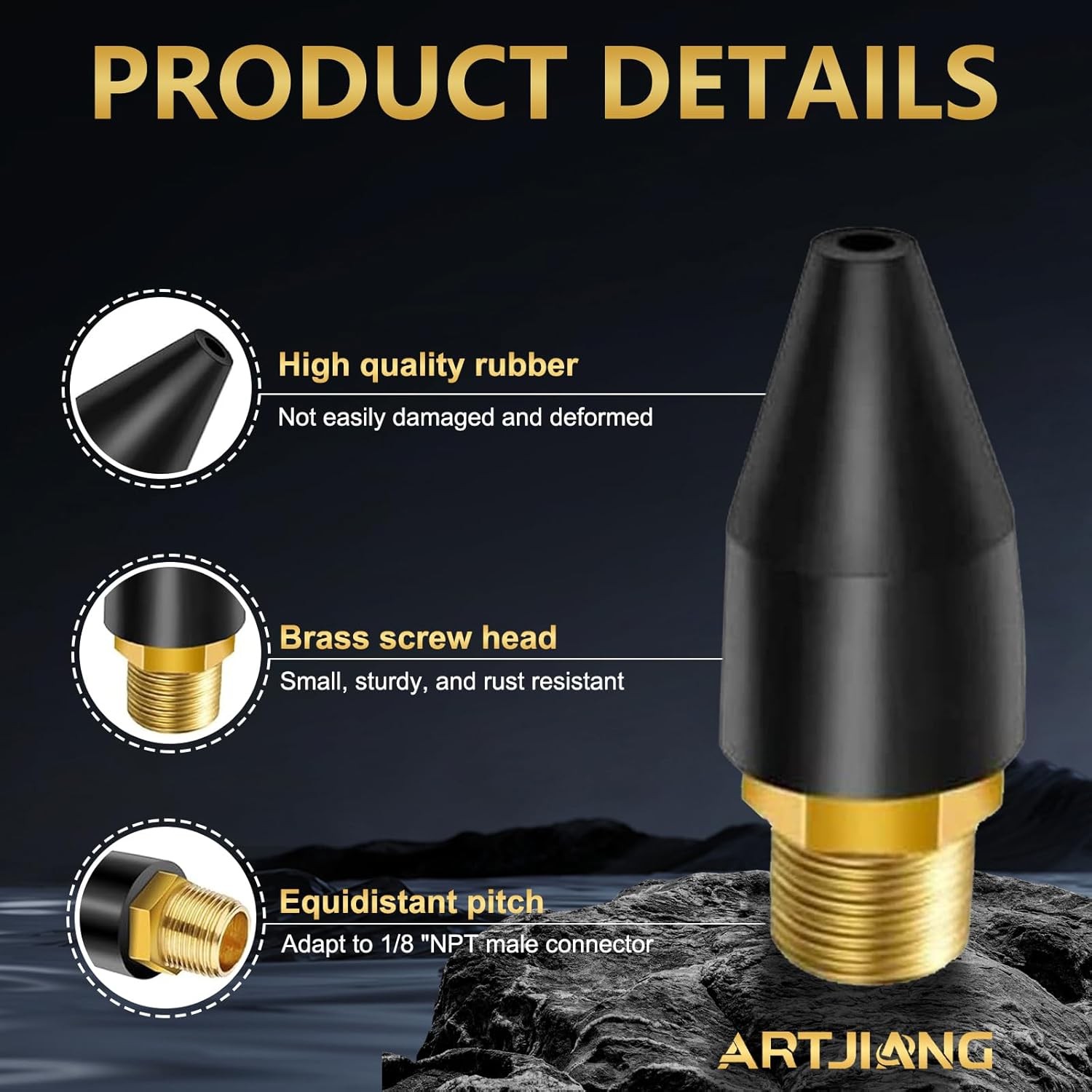 8PCS Black Rubber Air Tool For Nozzle Tip, Blow Gun 8PCS,