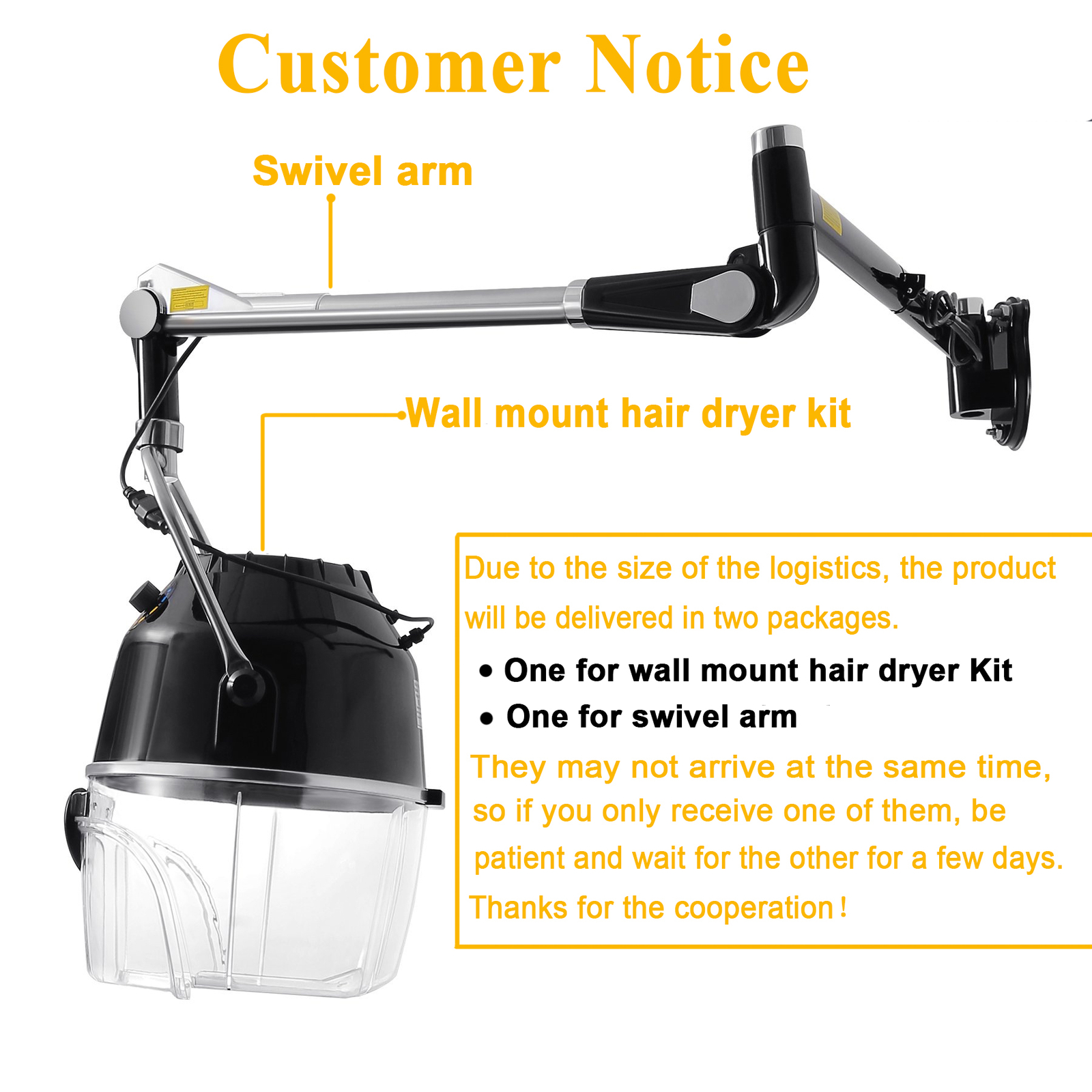 900W Wall Mount Hair Bonnet Hood Dryer Home Salon Perming Heat Hairdressing