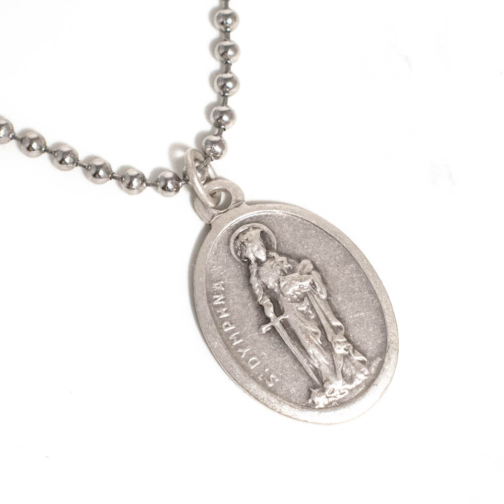 Saint St Dymphna Medal Necklace Patron Saint Of Stress And Anxiety Made In Italy