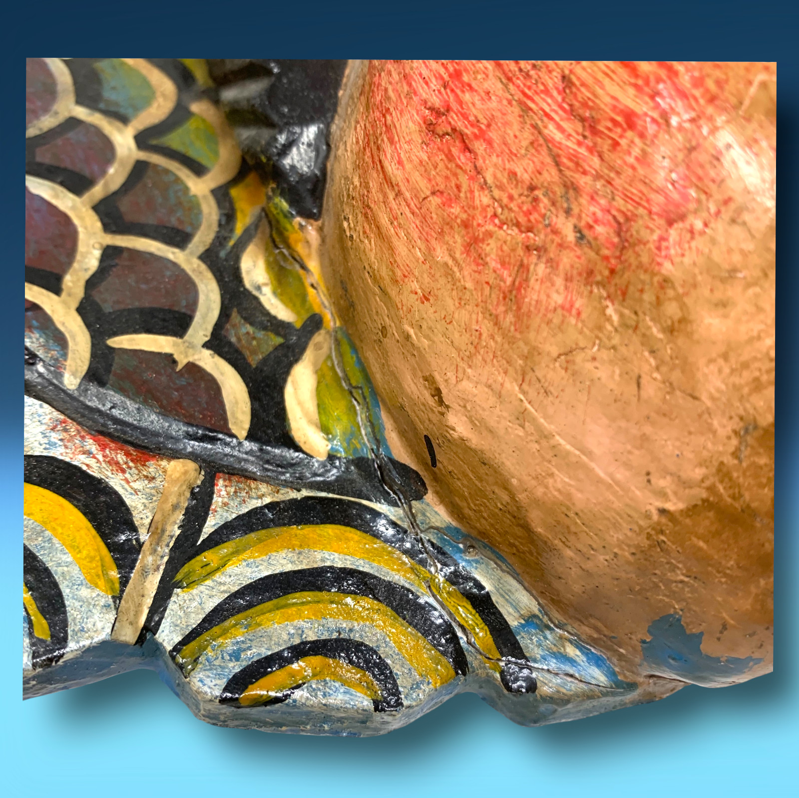 Vtg Mexico Guerrero Carved Wooden Winged Angel Cherub Folk Art Wall Primitive