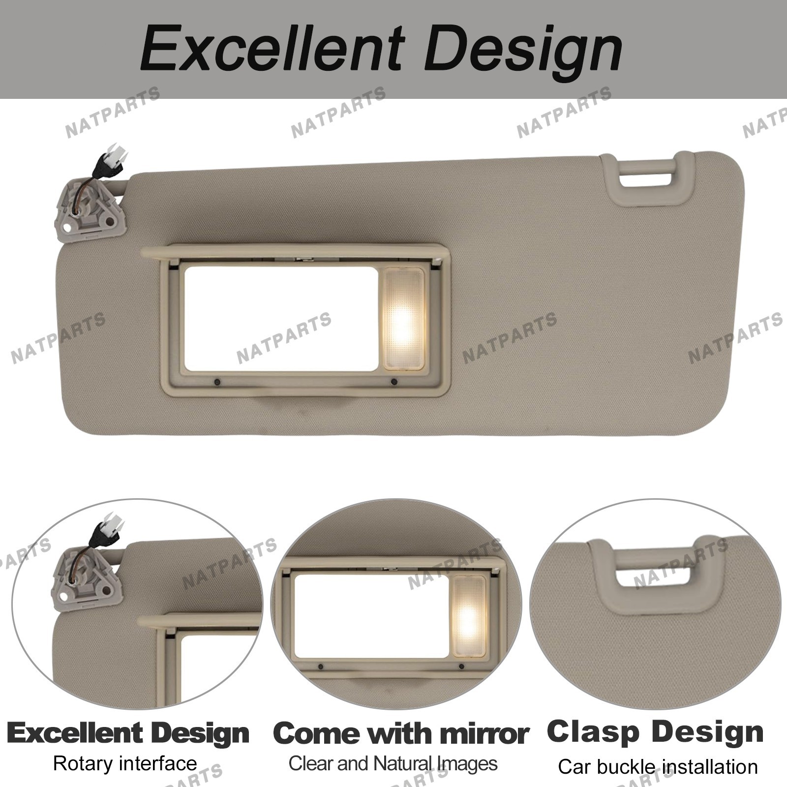 Left Driver Side Sun Visor w/ Light for Nissan Titan 2016-2024 96401-EZ70B