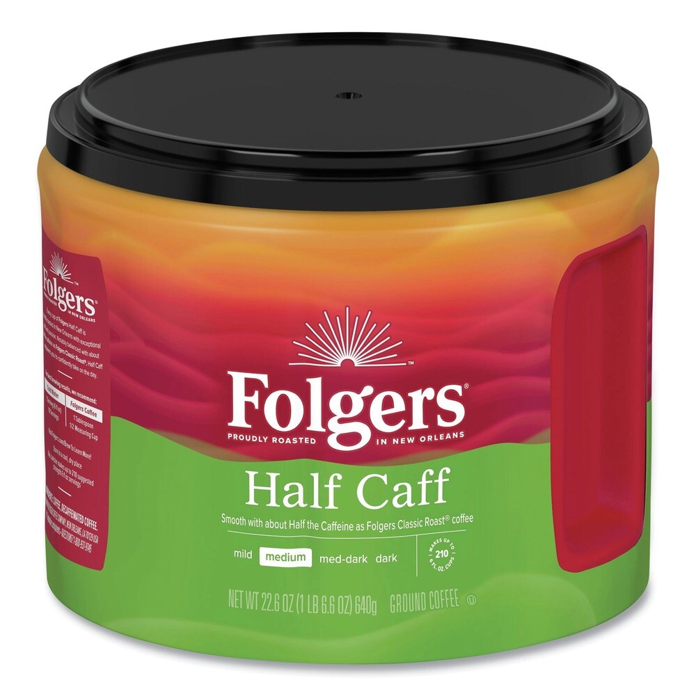 Folgers 20527CT 22.6 oz. Canister Half Caff Coffee (6/Carton) New