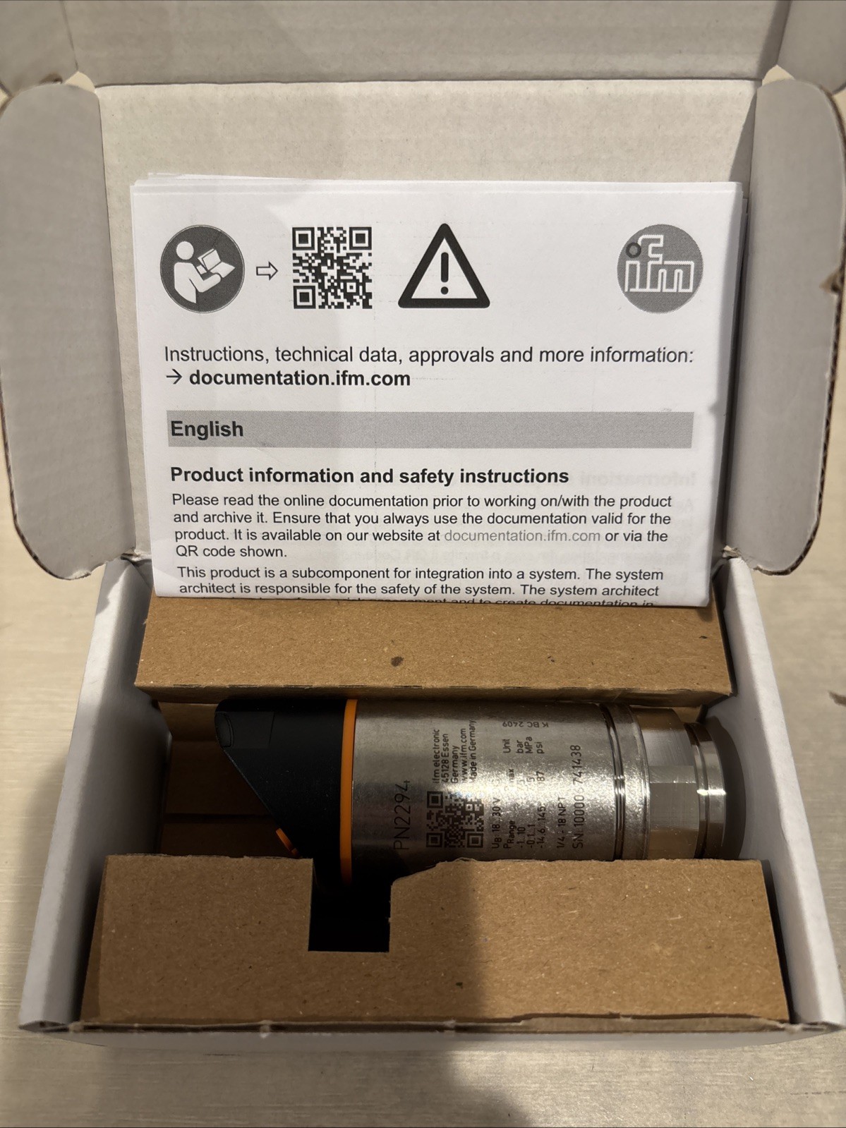 IFM PN2294 Vacuum Pressure Sensor PN-010-REN14-MFRKG