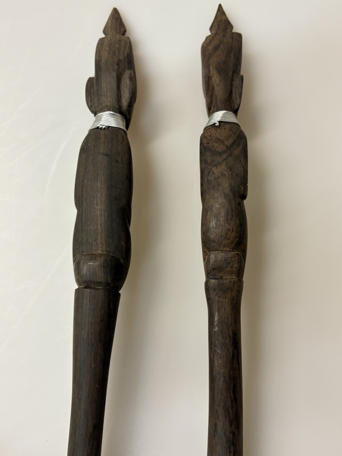 Lot of 2 Vintage African Long Wooden Tribal Spoon Set 14”
