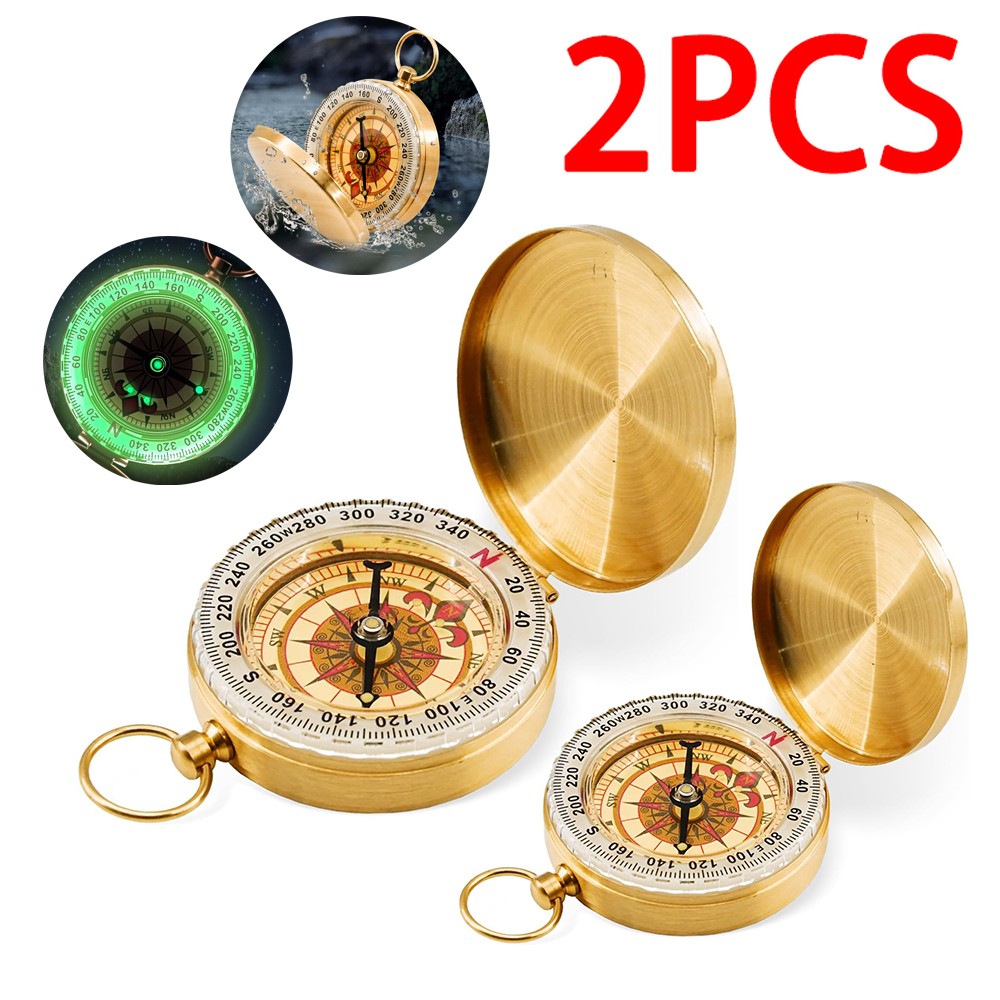 Portable Compass Brass Keychain Watch Pocket Outdoor Camping Hiking Navigation